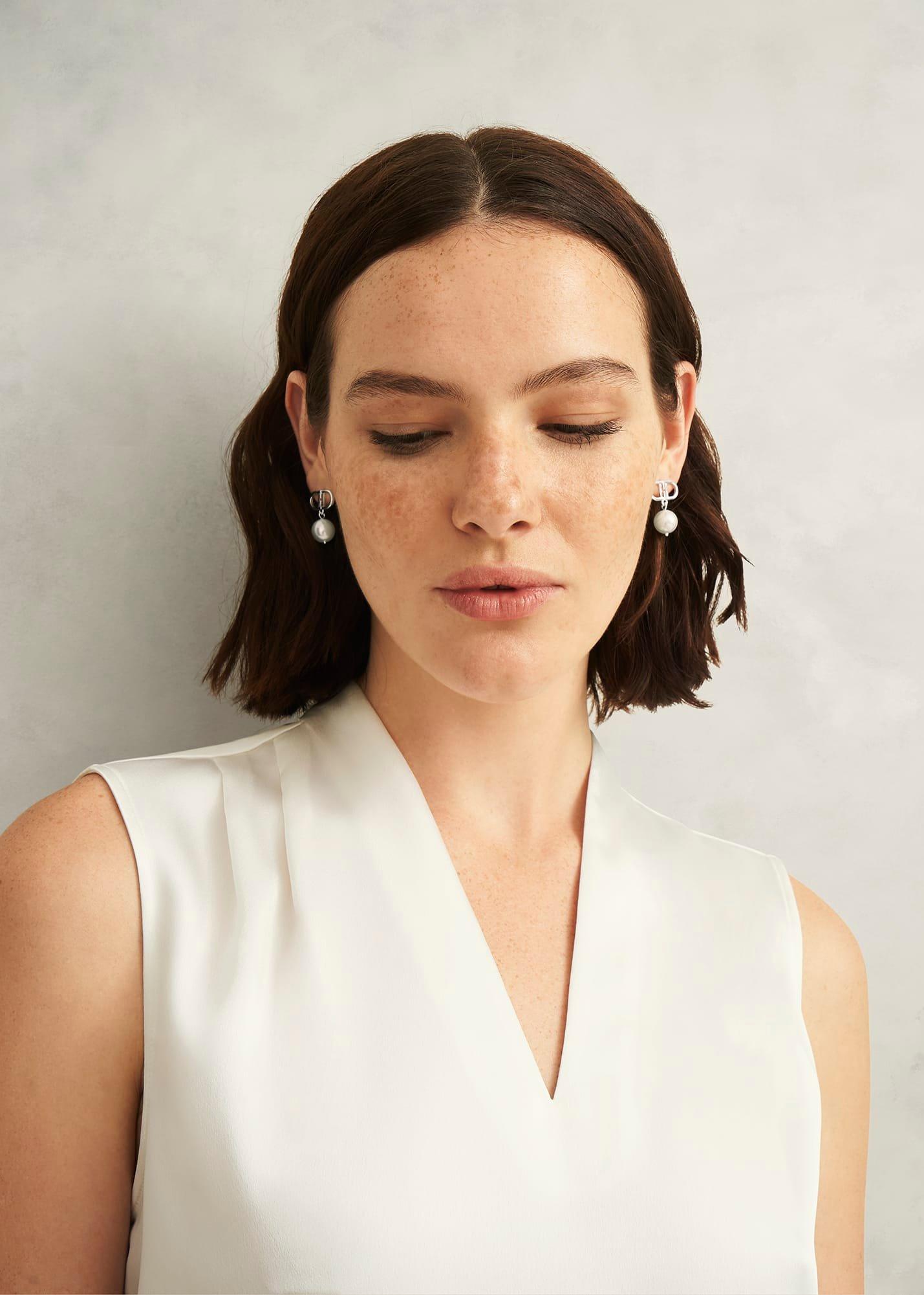 Bette  Silver Plated Earrings, Silver, hi-res