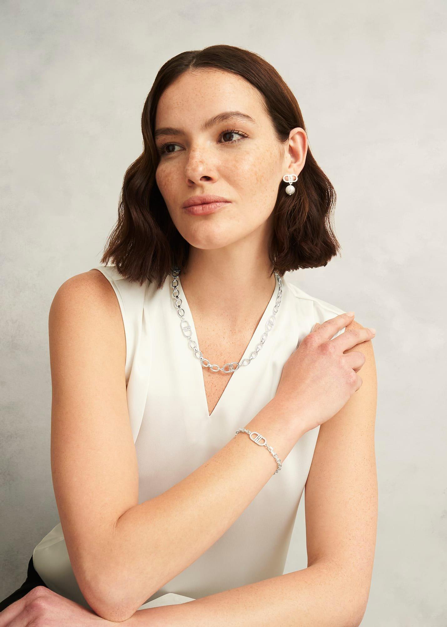 Bette  Silver Plated Earrings, Silver, hi-res