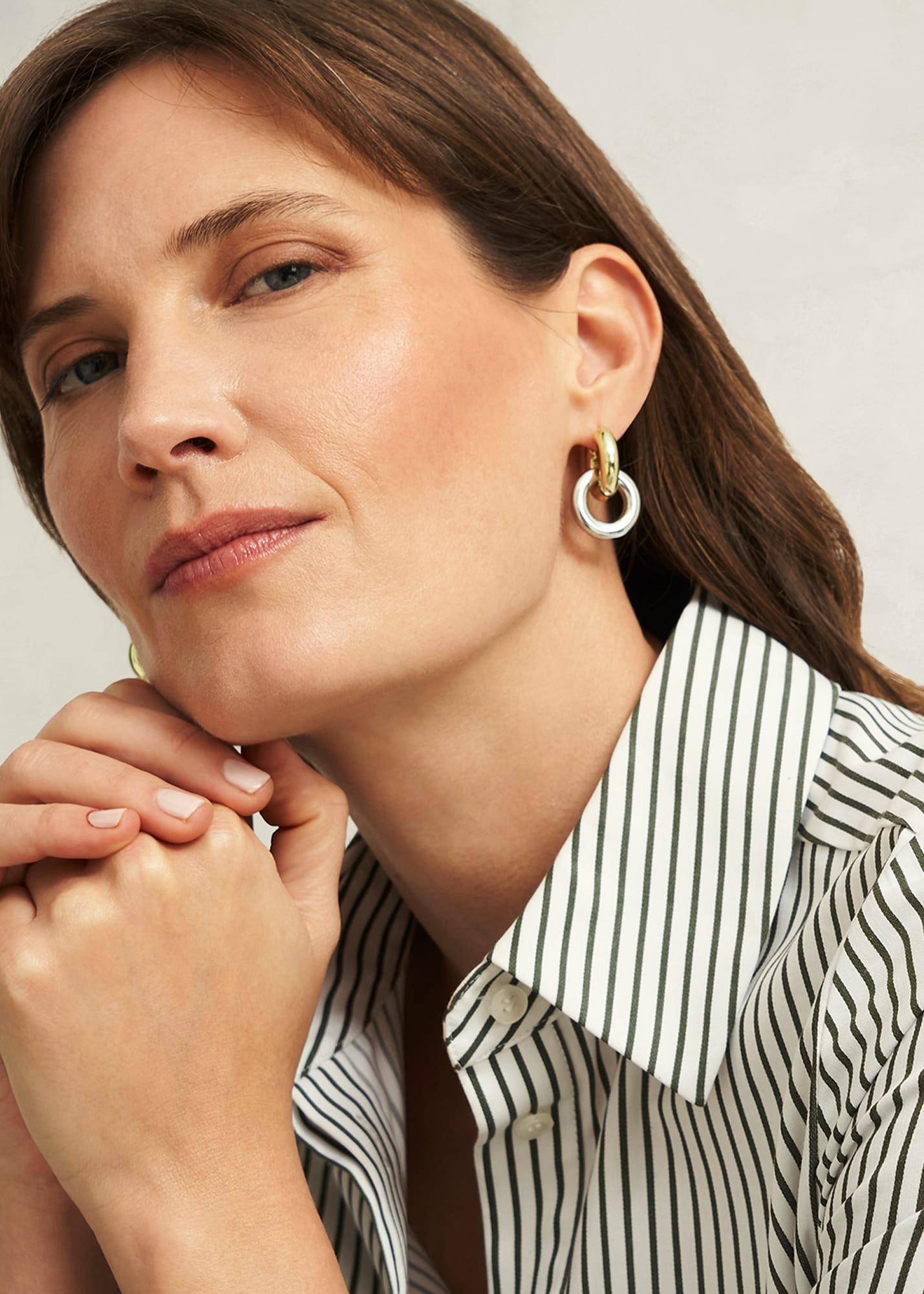 Clarisse Earrings, Silver Gold, hi-res