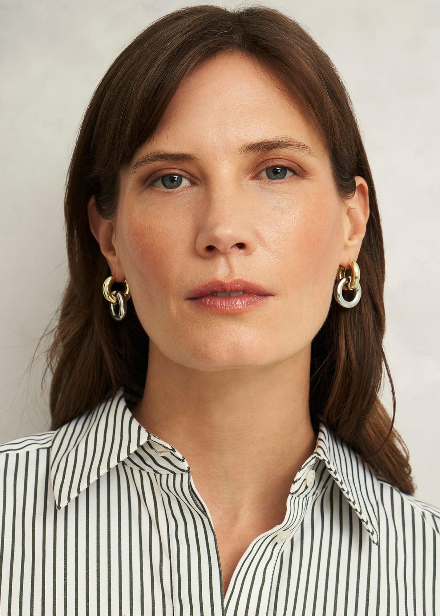 Clarisse Earrings, Silver Gold, hi-res