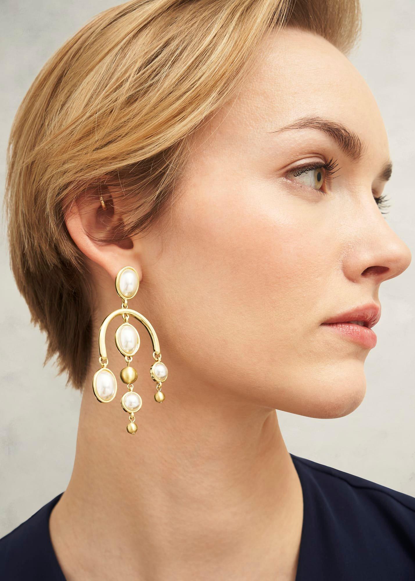 Saffie Earrings, Gold Ivory, hi-res