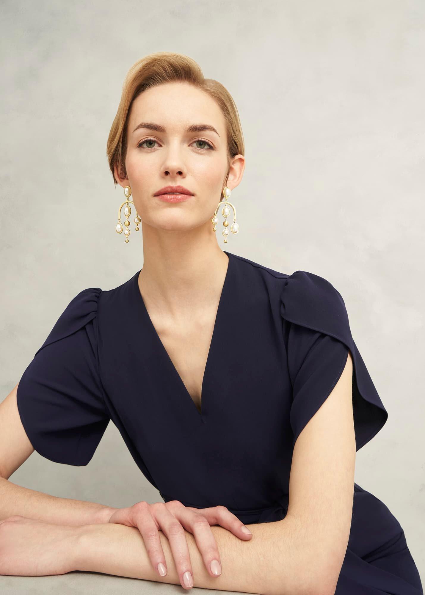 Saffie Earrings, Gold Ivory, hi-res