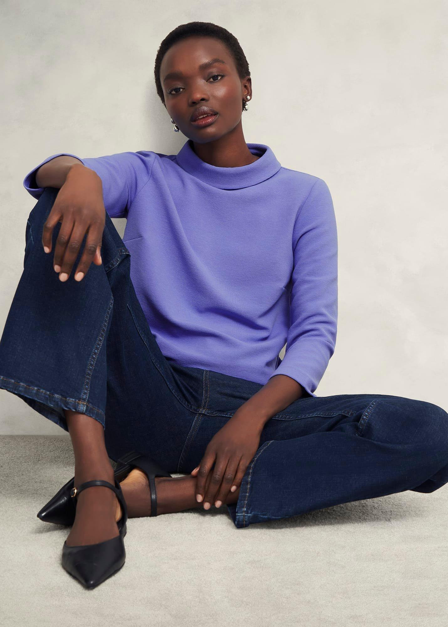 Tali Textured Top , Deep Sky Blue, hi-res