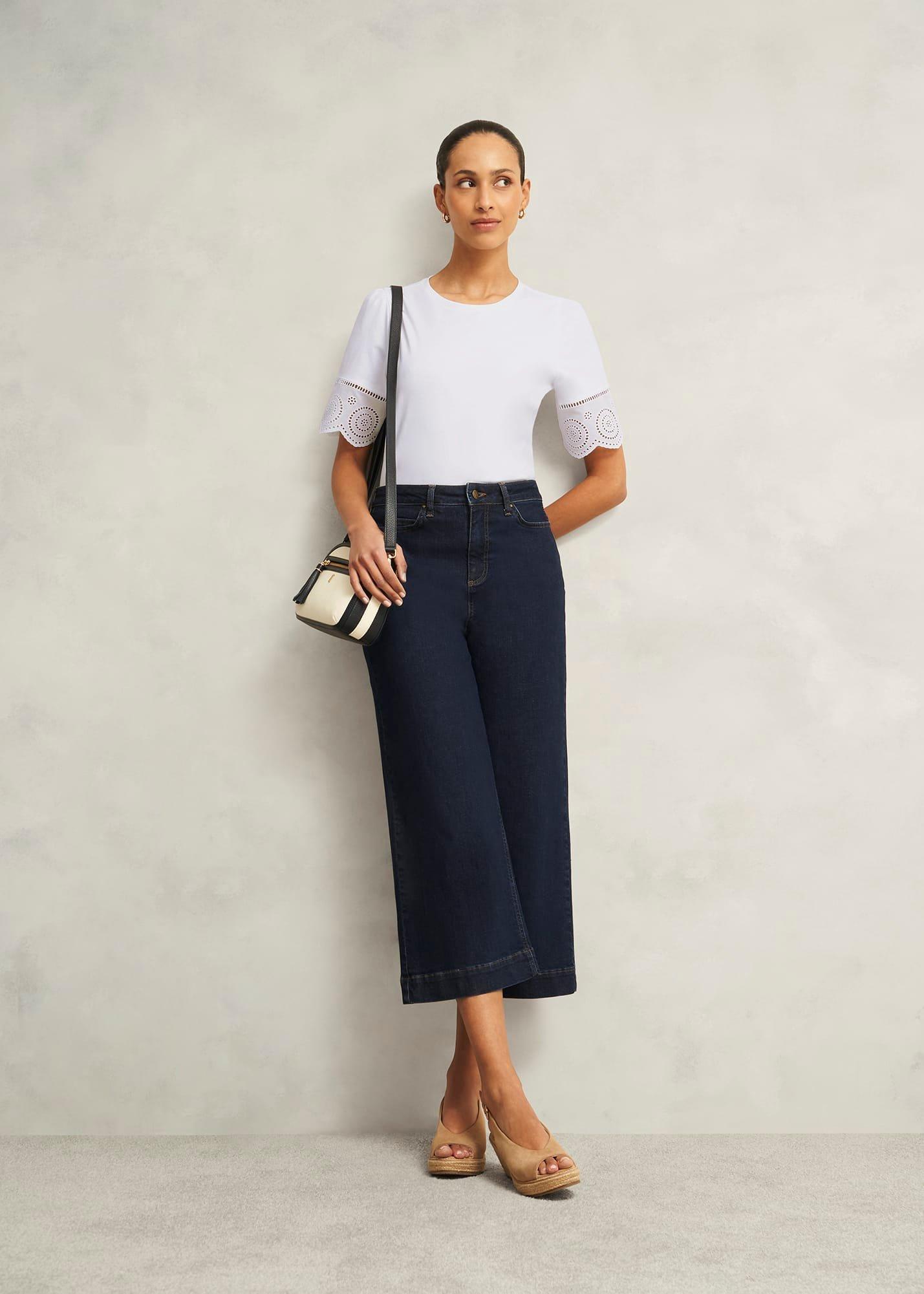 Sandra Cotton Broderie Top, Hobbs White, hi-res