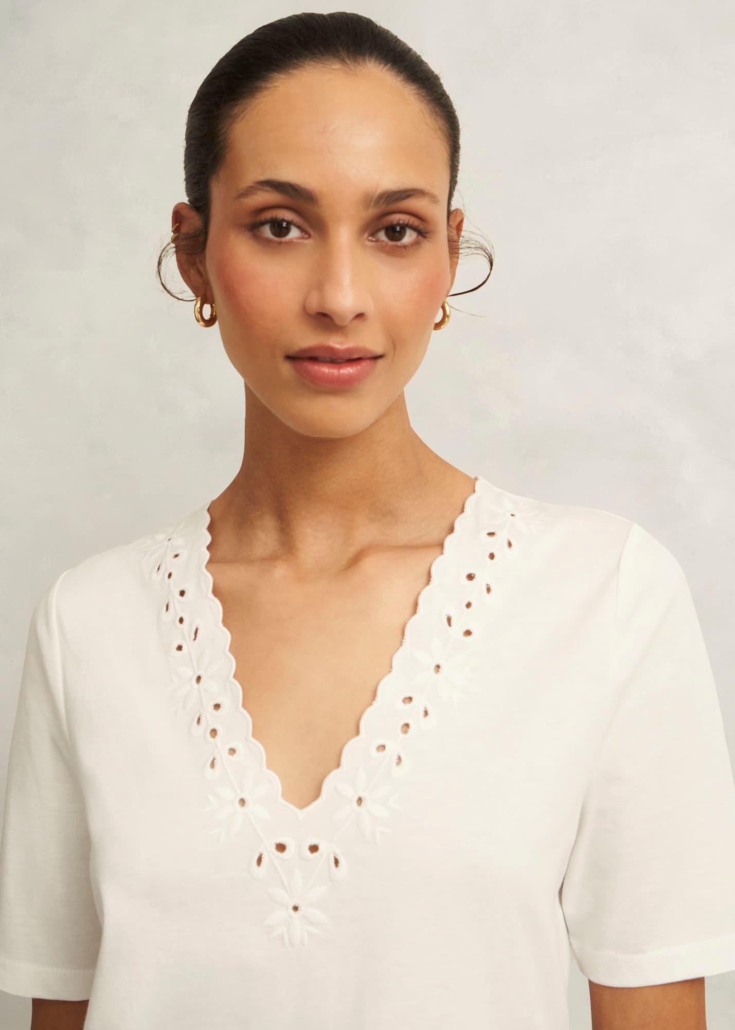 Kristen Cotton Top, Hobbs Ivory, hi-res