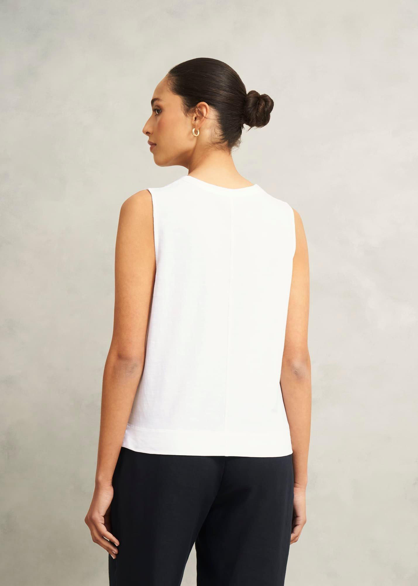 Lilla Cotton Slub Tank, White, hi-res