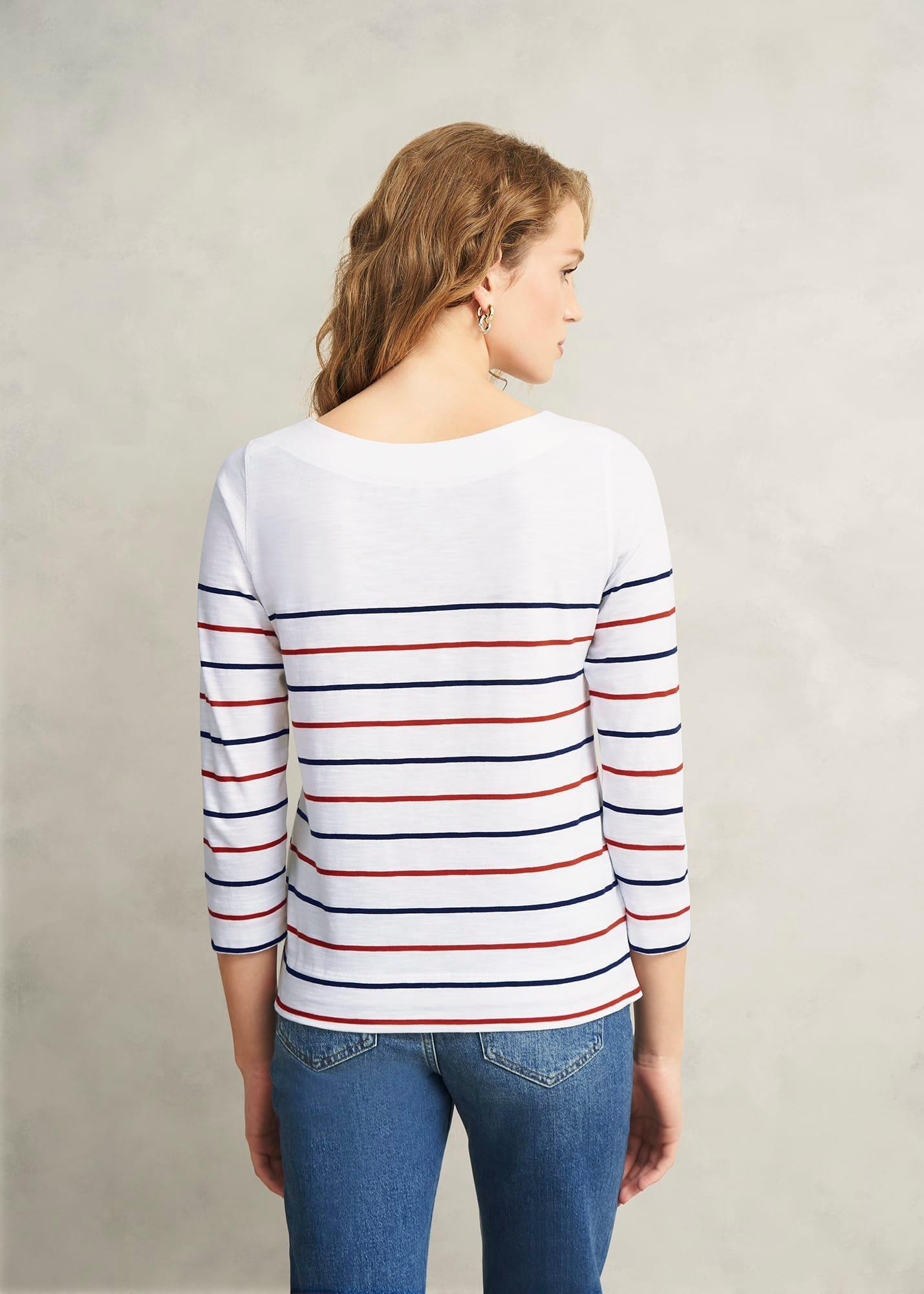 Avia Cotton Slub Striped T-Shirt, White Red Navy, hi-res
