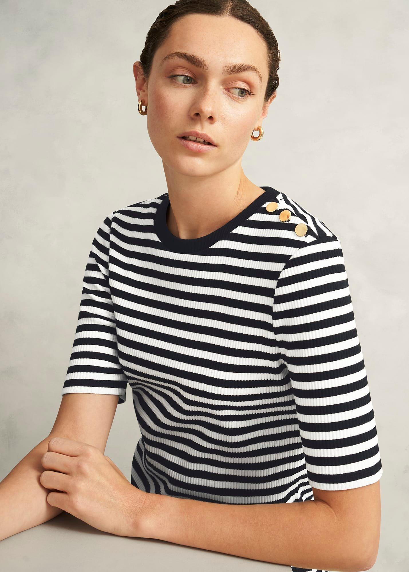 Tamsin Stripe T-Shirt, Ivory Navy, hi-res