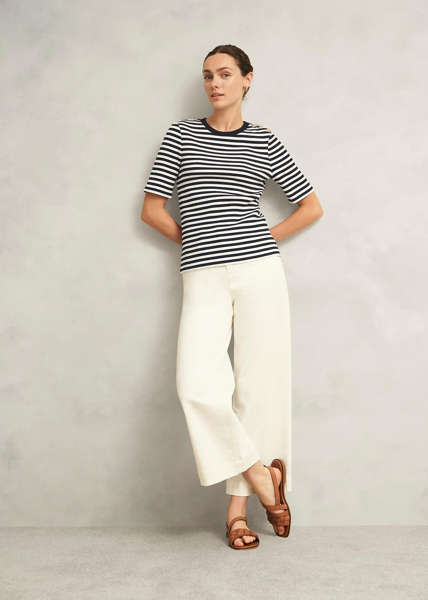 Tamsin Stripe T-Shirt, Ivory Navy, hi-res