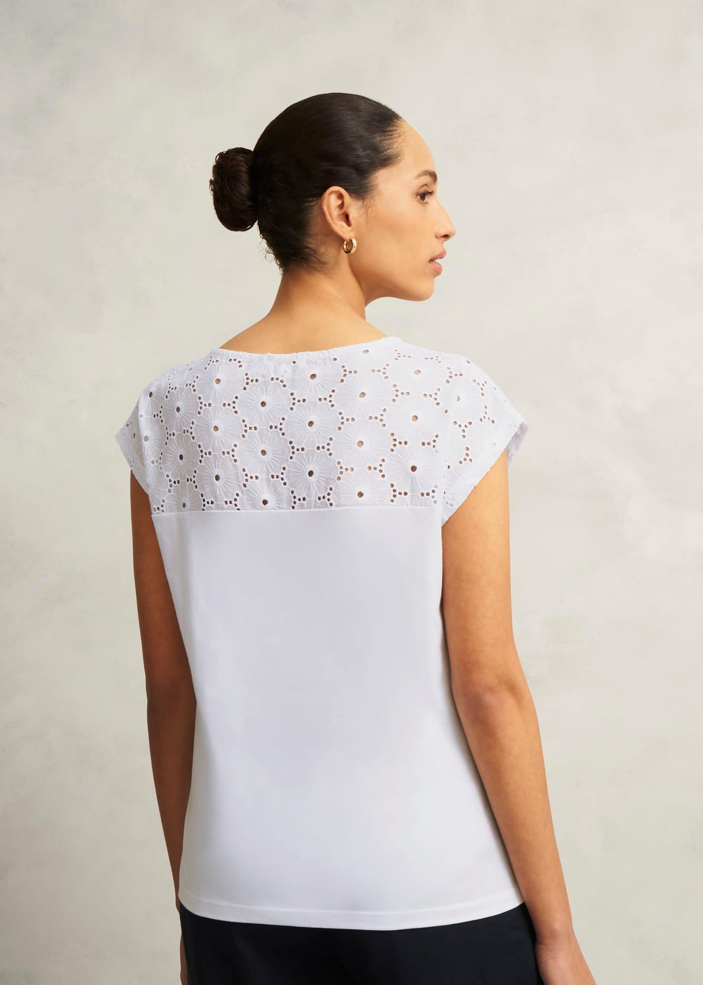 Thea Broderie Top, White, hi-res