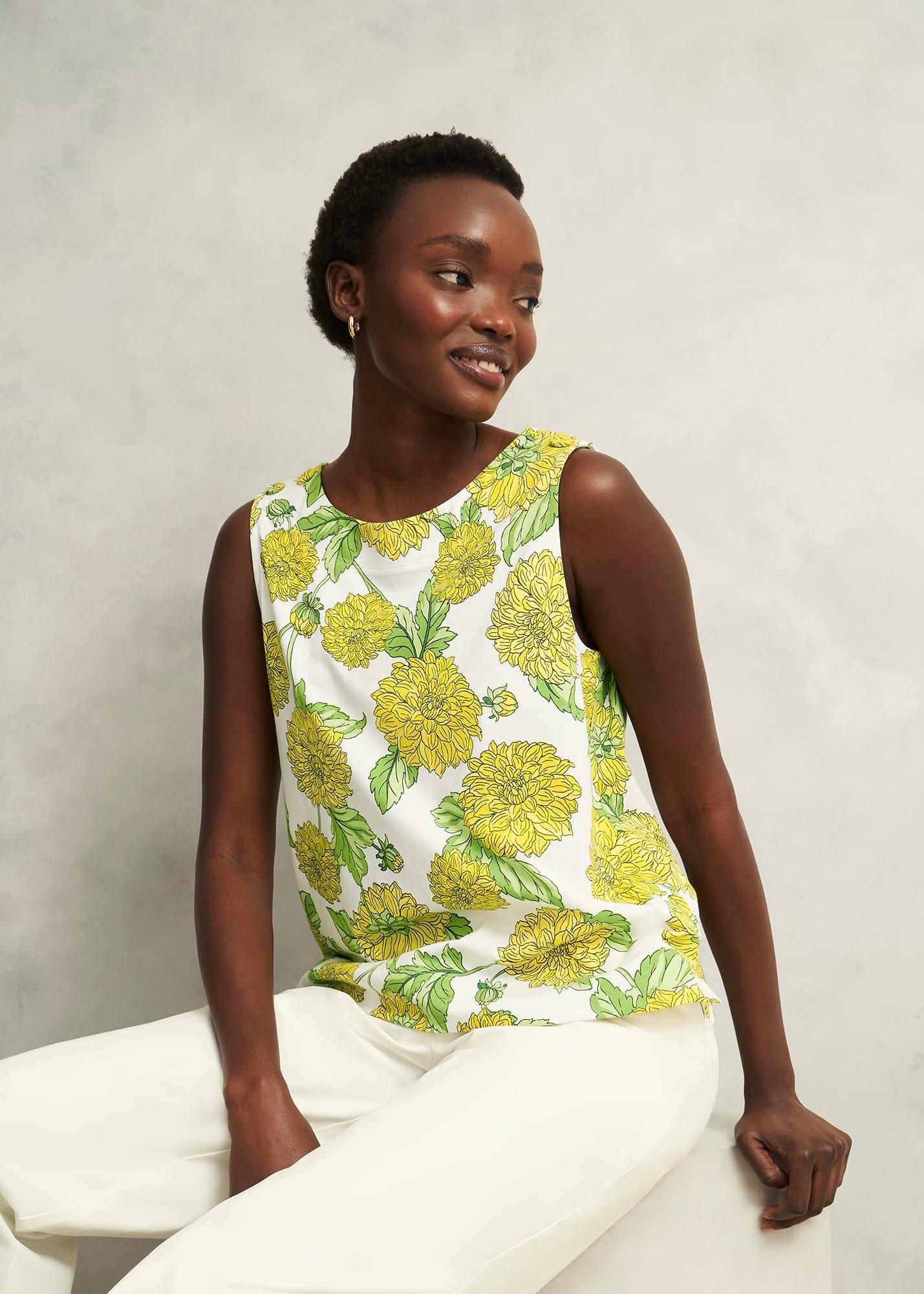 Maddy Cotton Printed Top, Ivory Multi, hi-res