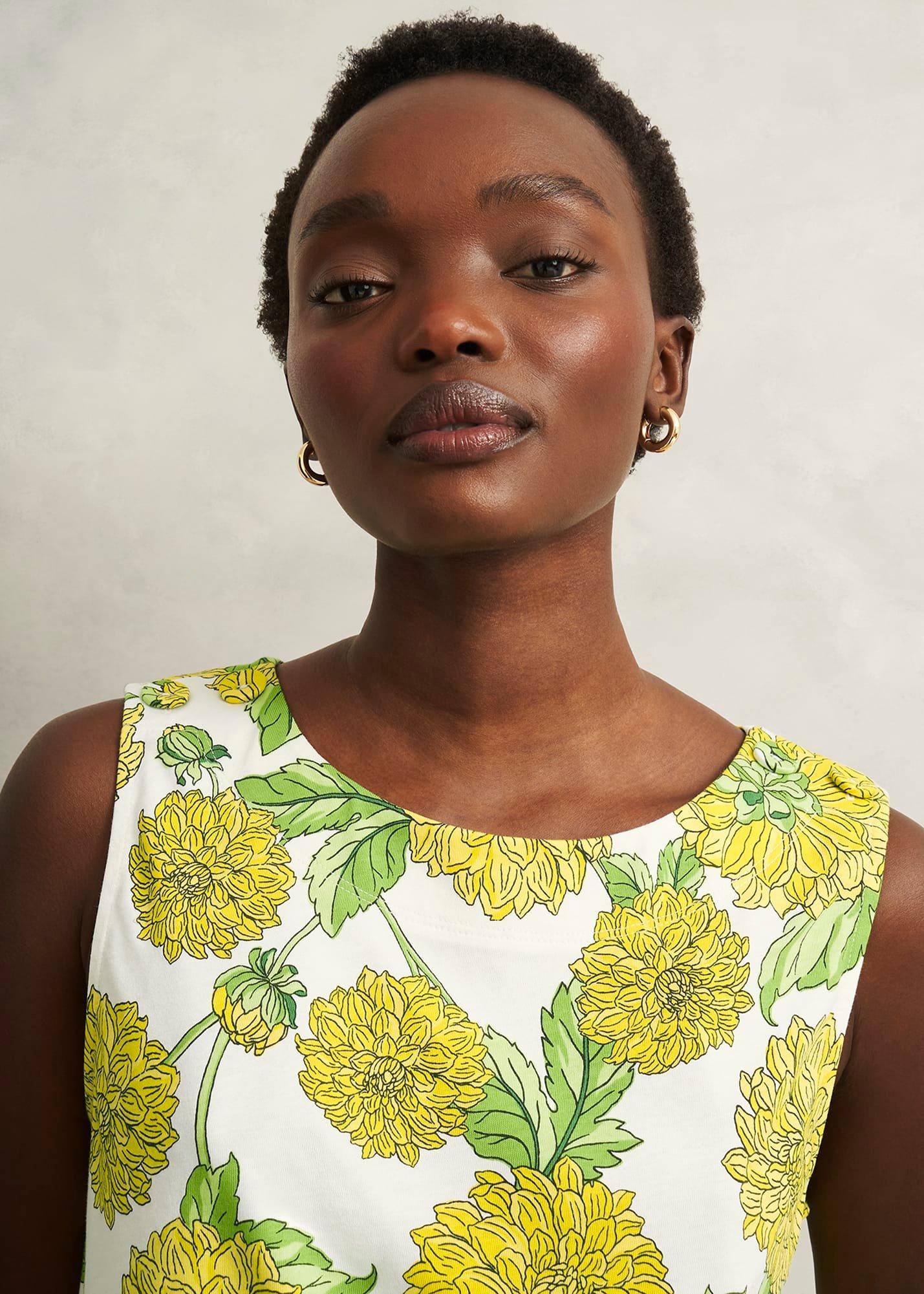 Maddy Cotton Printed Top, Ivory Multi, hi-res