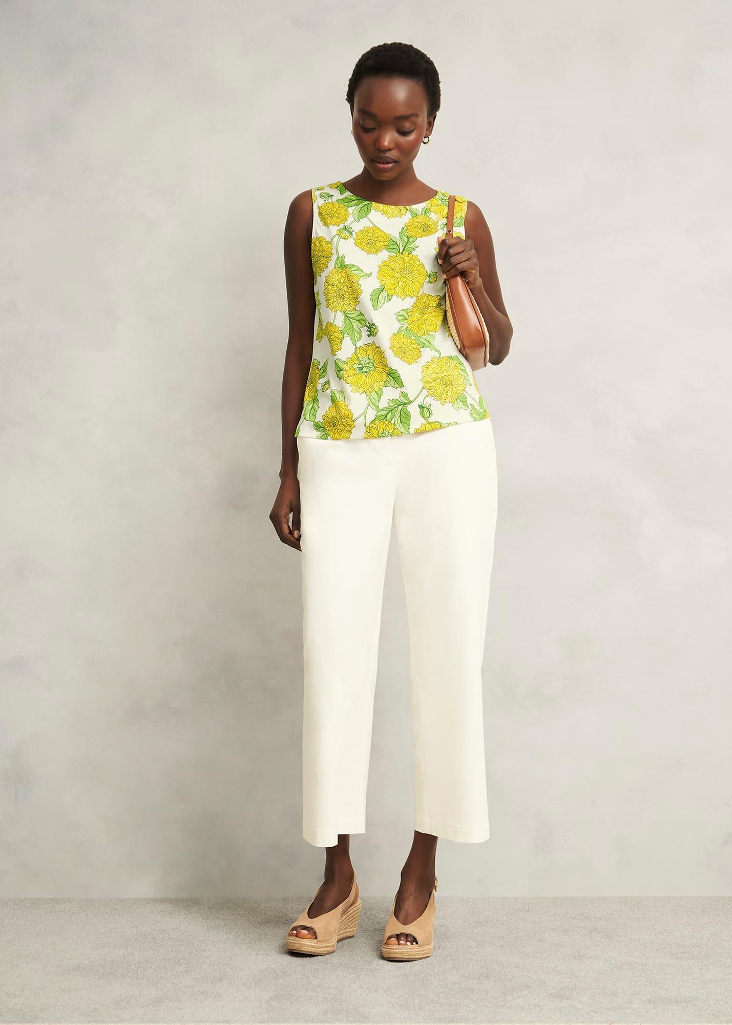 Maddy Cotton Printed Top, Ivory Multi, hi-res