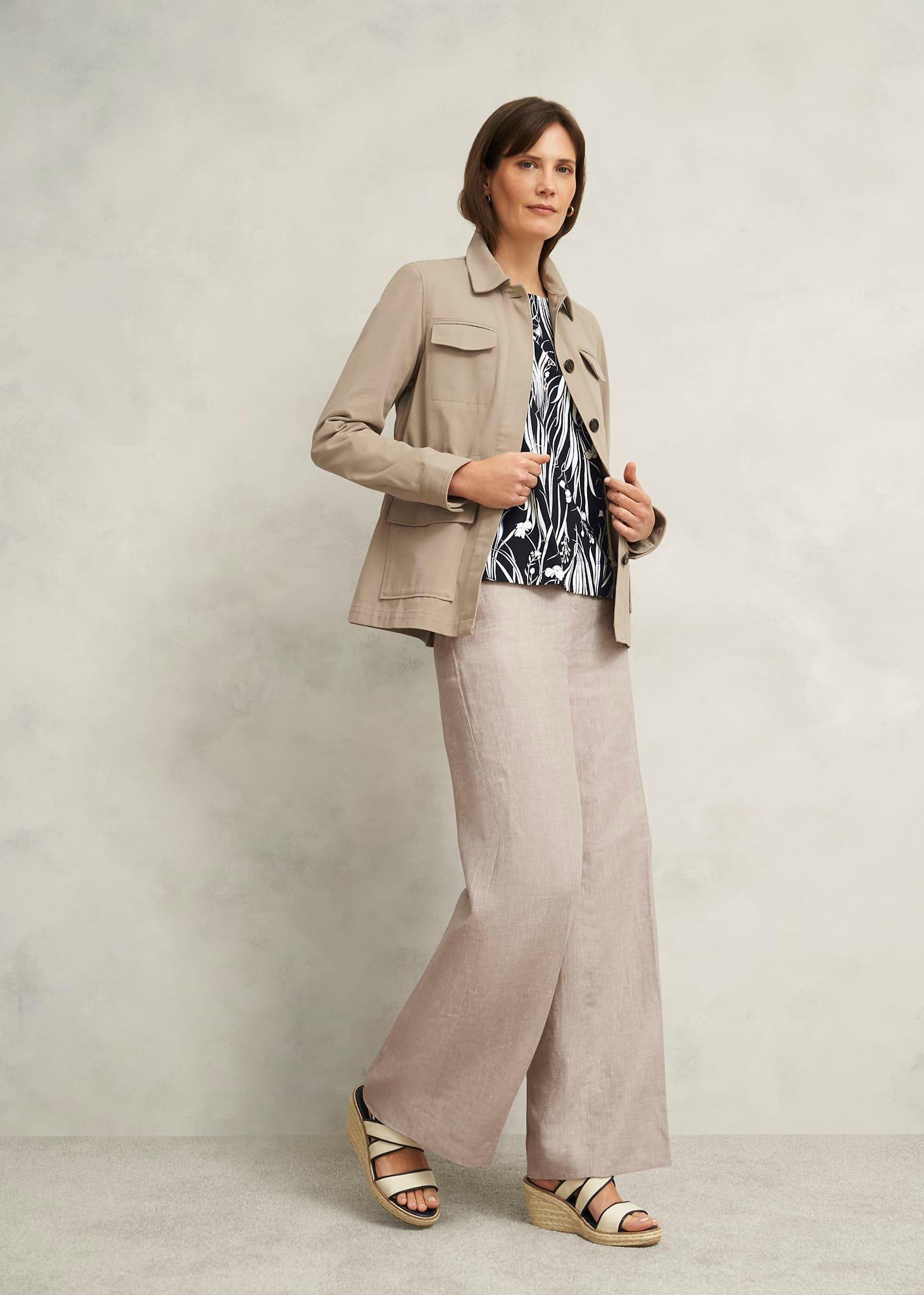 Maddy Cotton Printed Top, Navy Ivory, hi-res