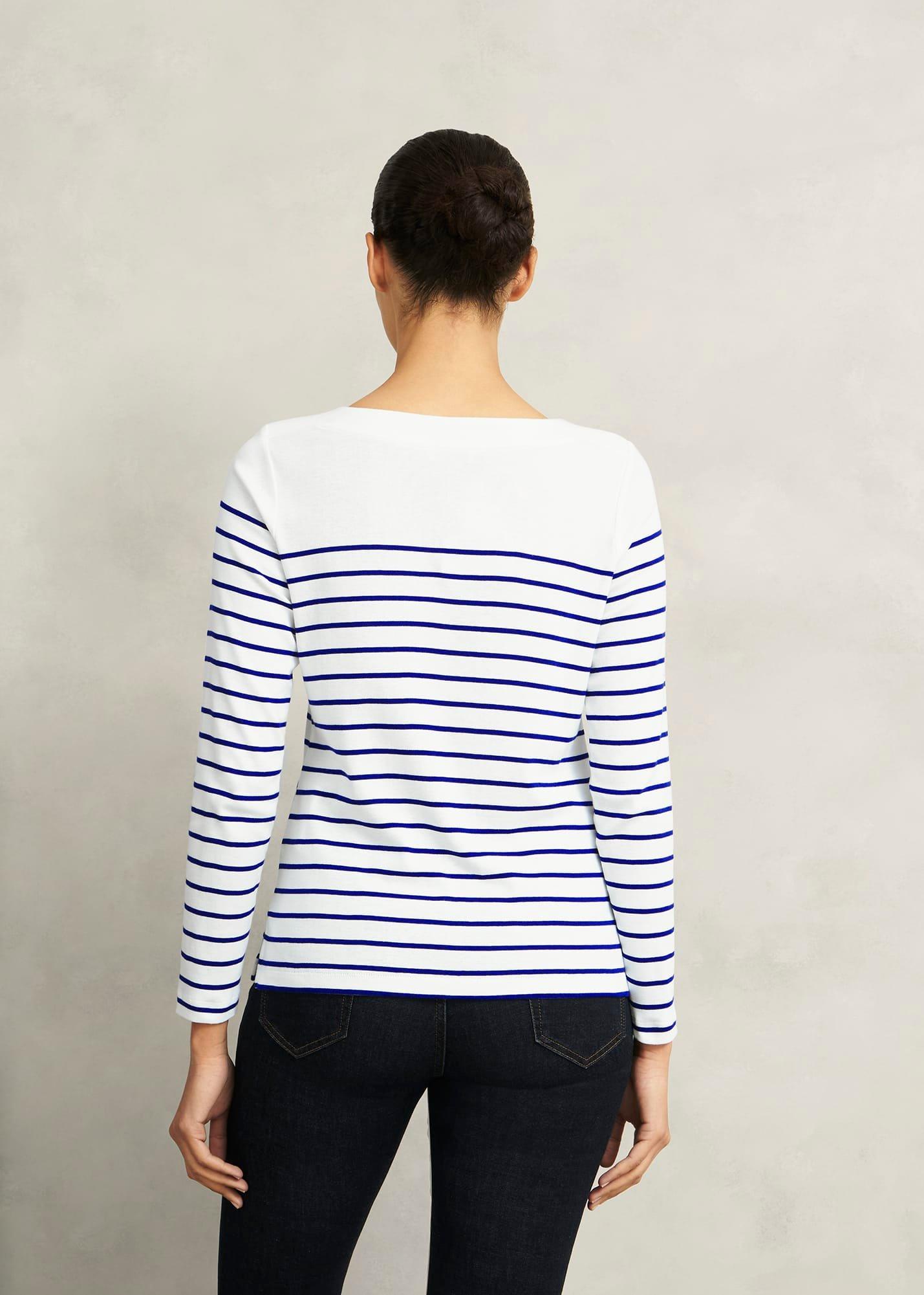 Constance Cotton Striped Top, White Blue, hi-res