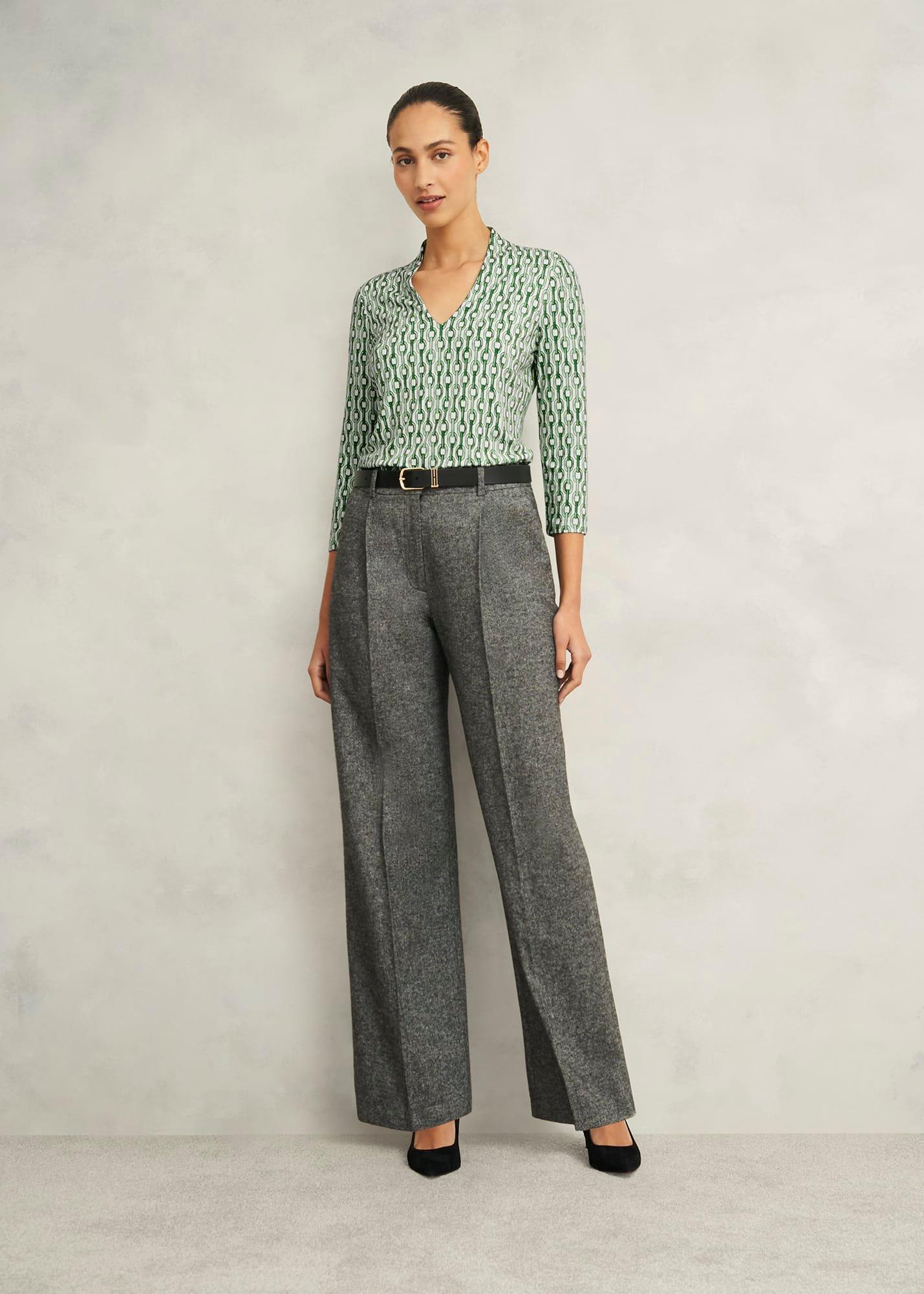 Aimee Printed Top, Green Ivory, hi-res