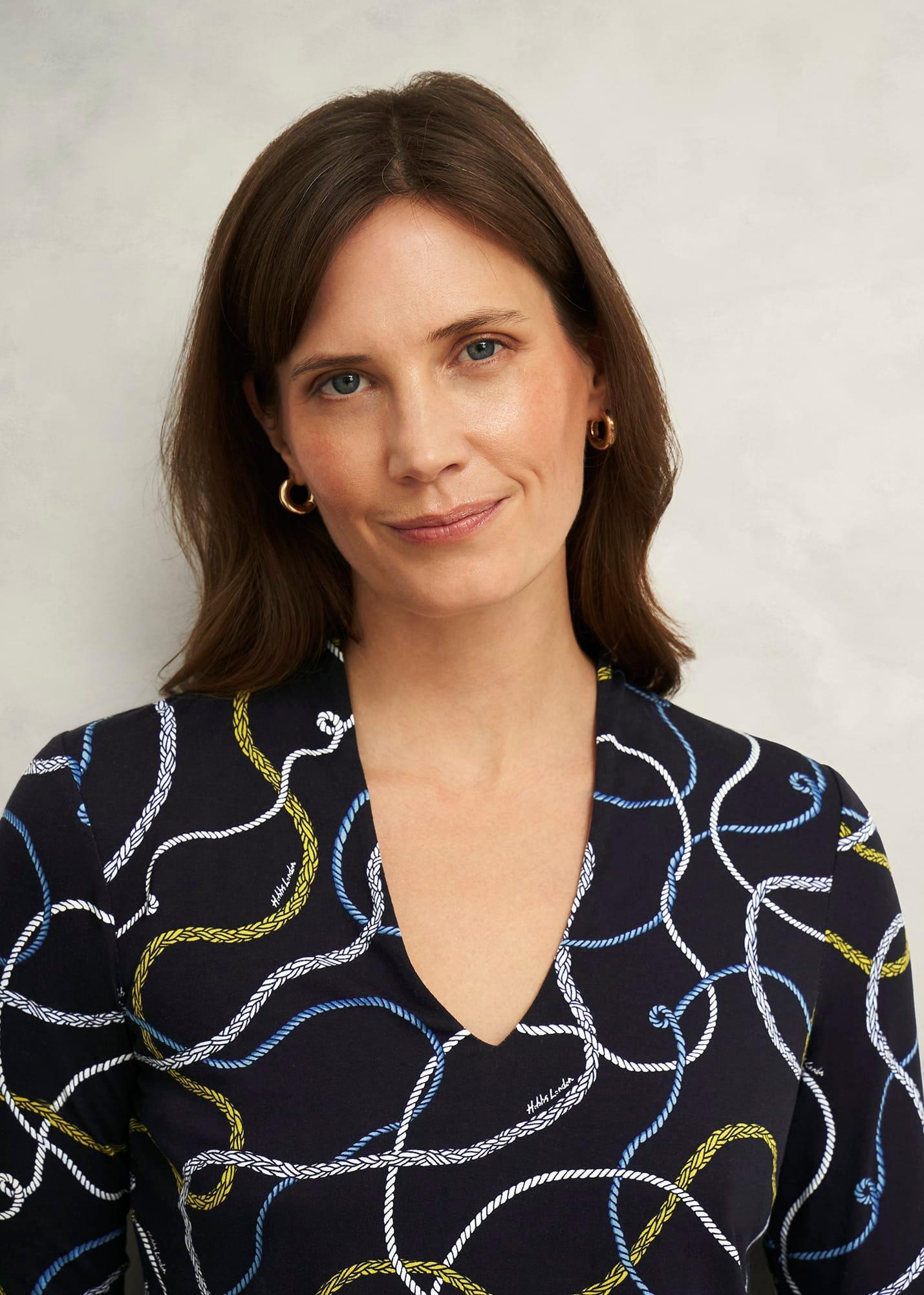 Aimee Printed Top, Navy Multi, hi-res