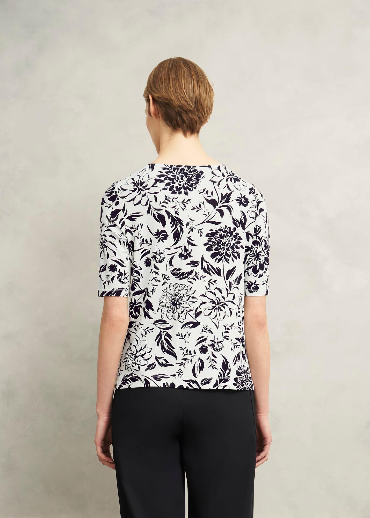 Jacqueline Print Top, Ivory Navy, hi-res