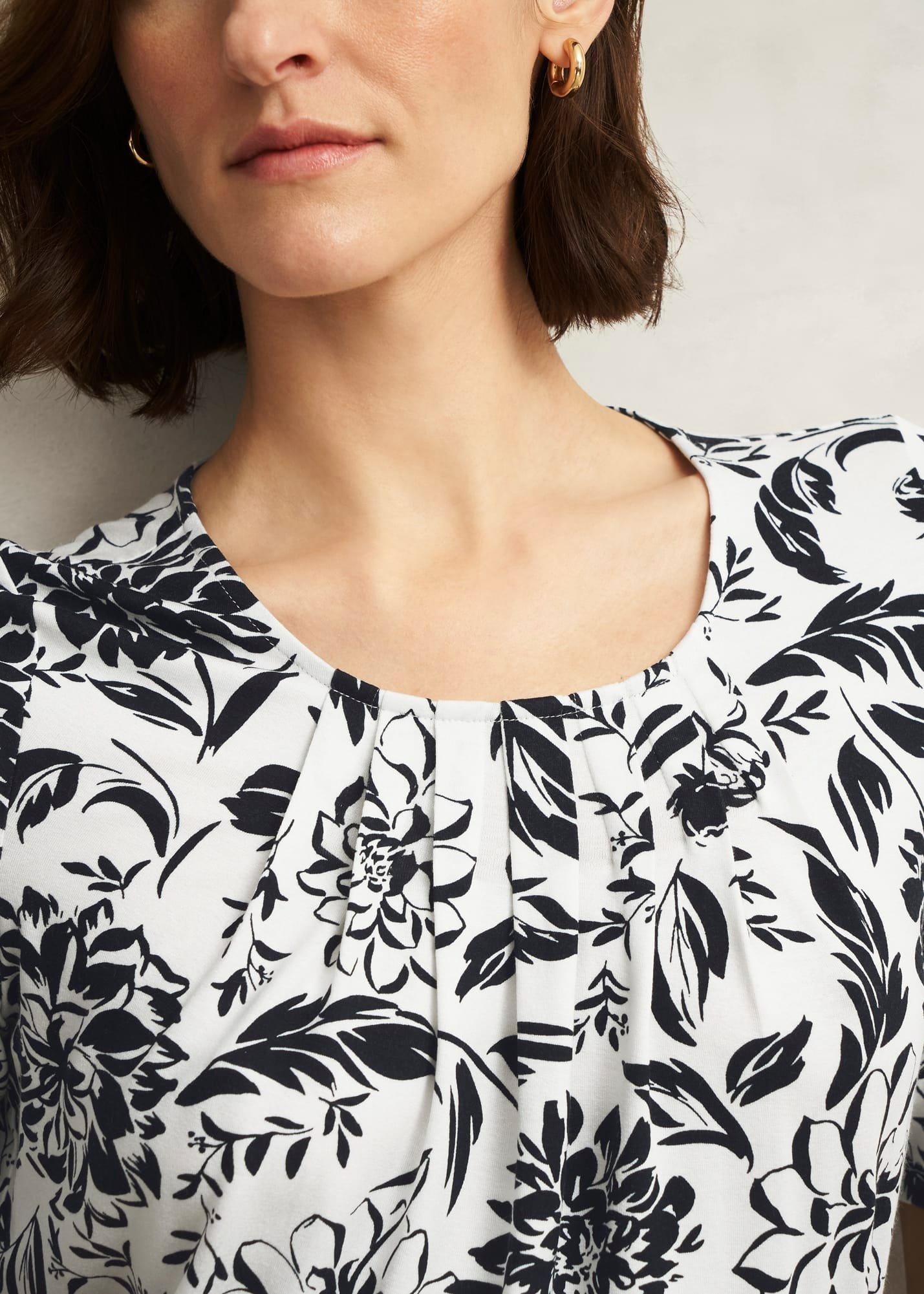 Jacqueline Print Top, Ivory Navy, hi-res