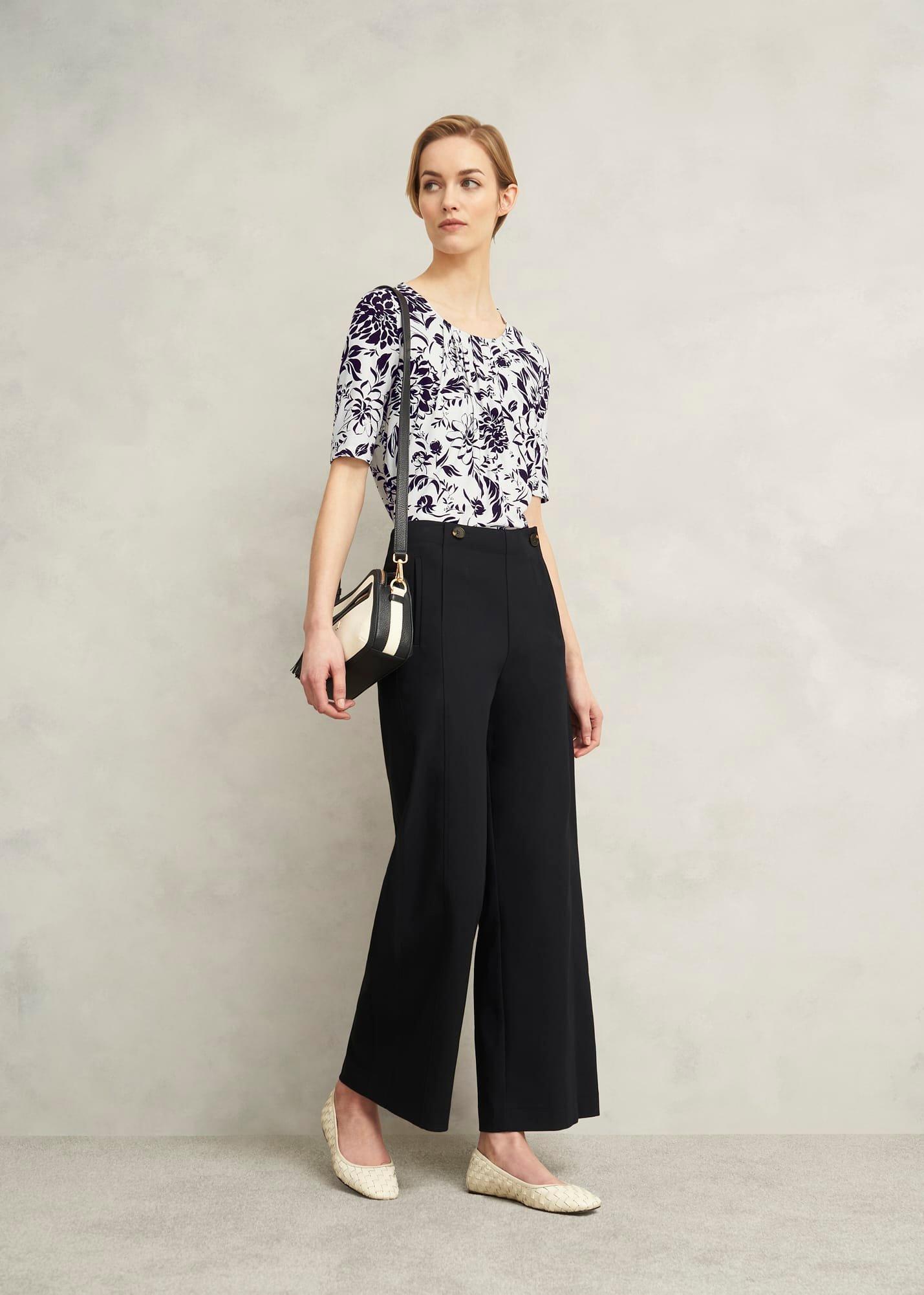 Jacqueline Print Top, Ivory Navy, hi-res