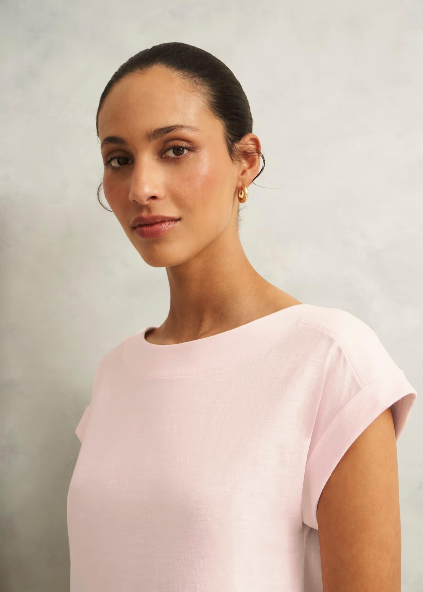Alycia Cotton Slub T-Shirt, Pale Pink, hi-res