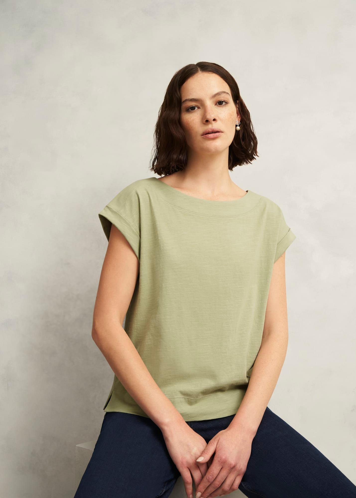 Alycia Cotton Slub T-Shirt, Pale Sage, hi-res