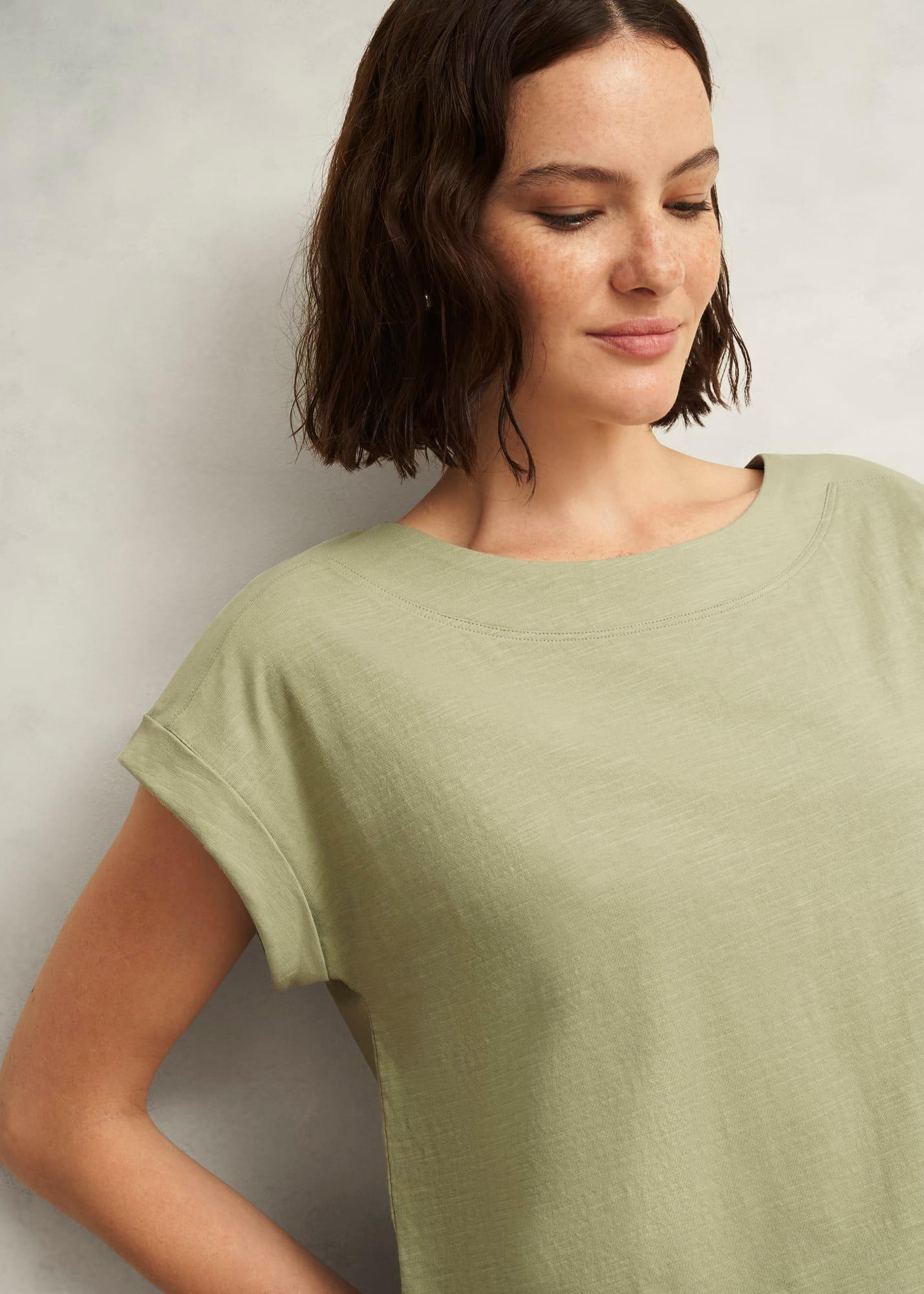 Alycia Cotton Slub T-Shirt, Pale Sage, hi-res