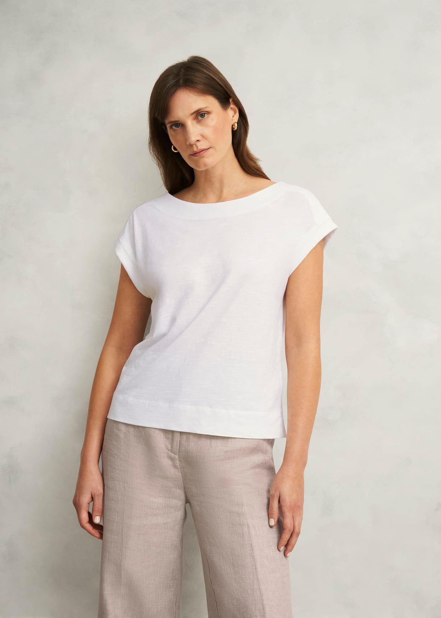 Alycia Cotton Slub T-Shirt, White, hi-res