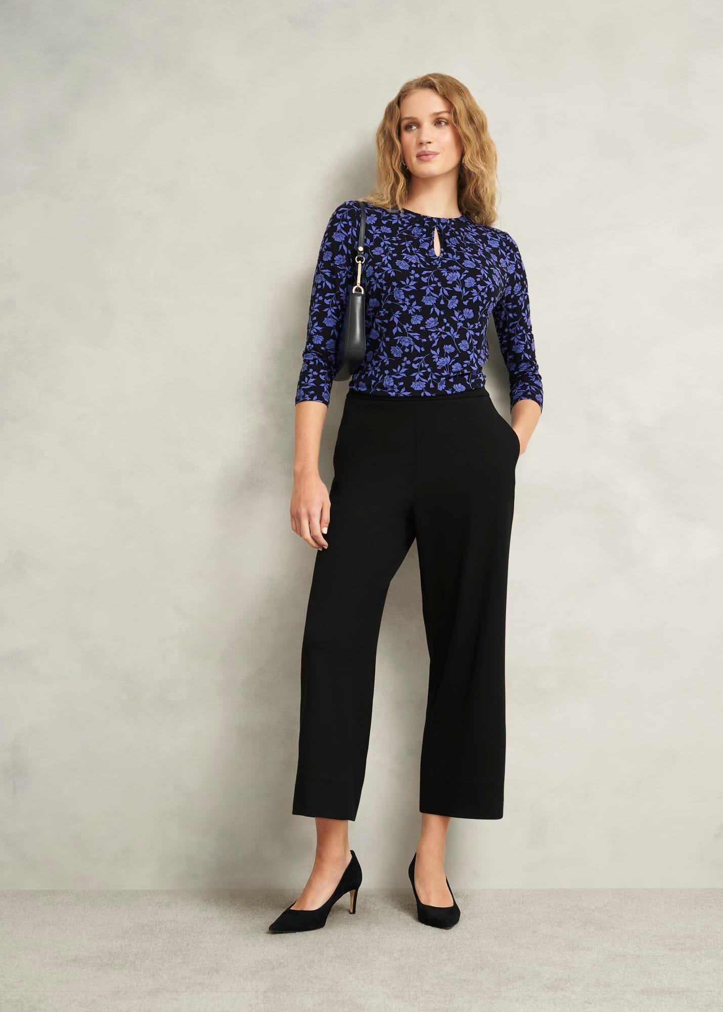 Julia Printed Top, Navy Blue, hi-res