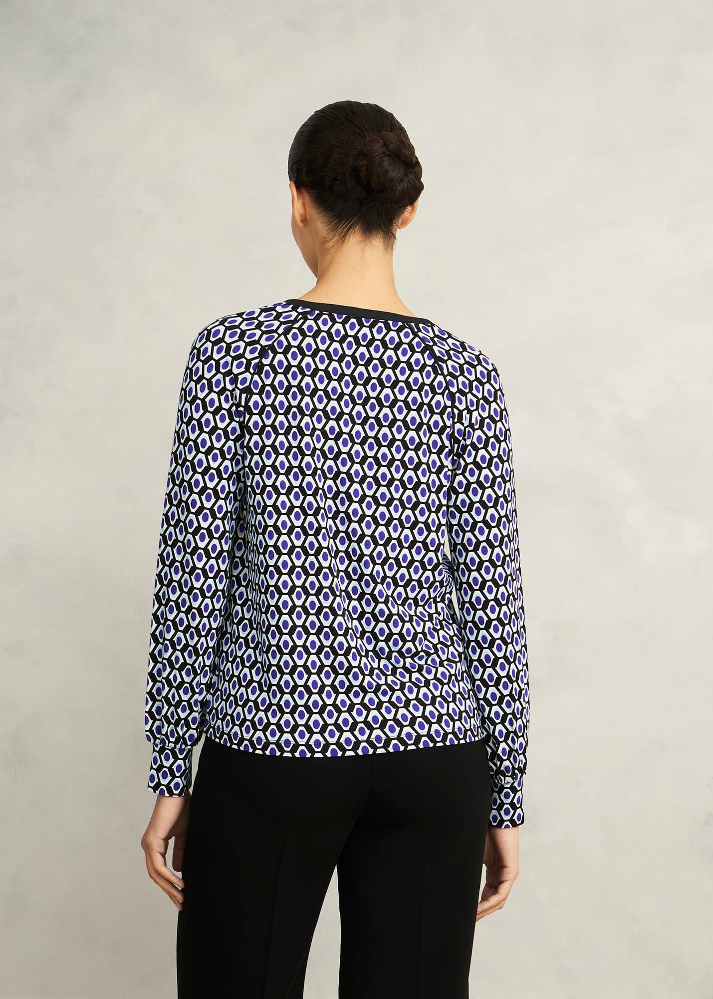Zelia Printed Top, Blue Multi, hi-res