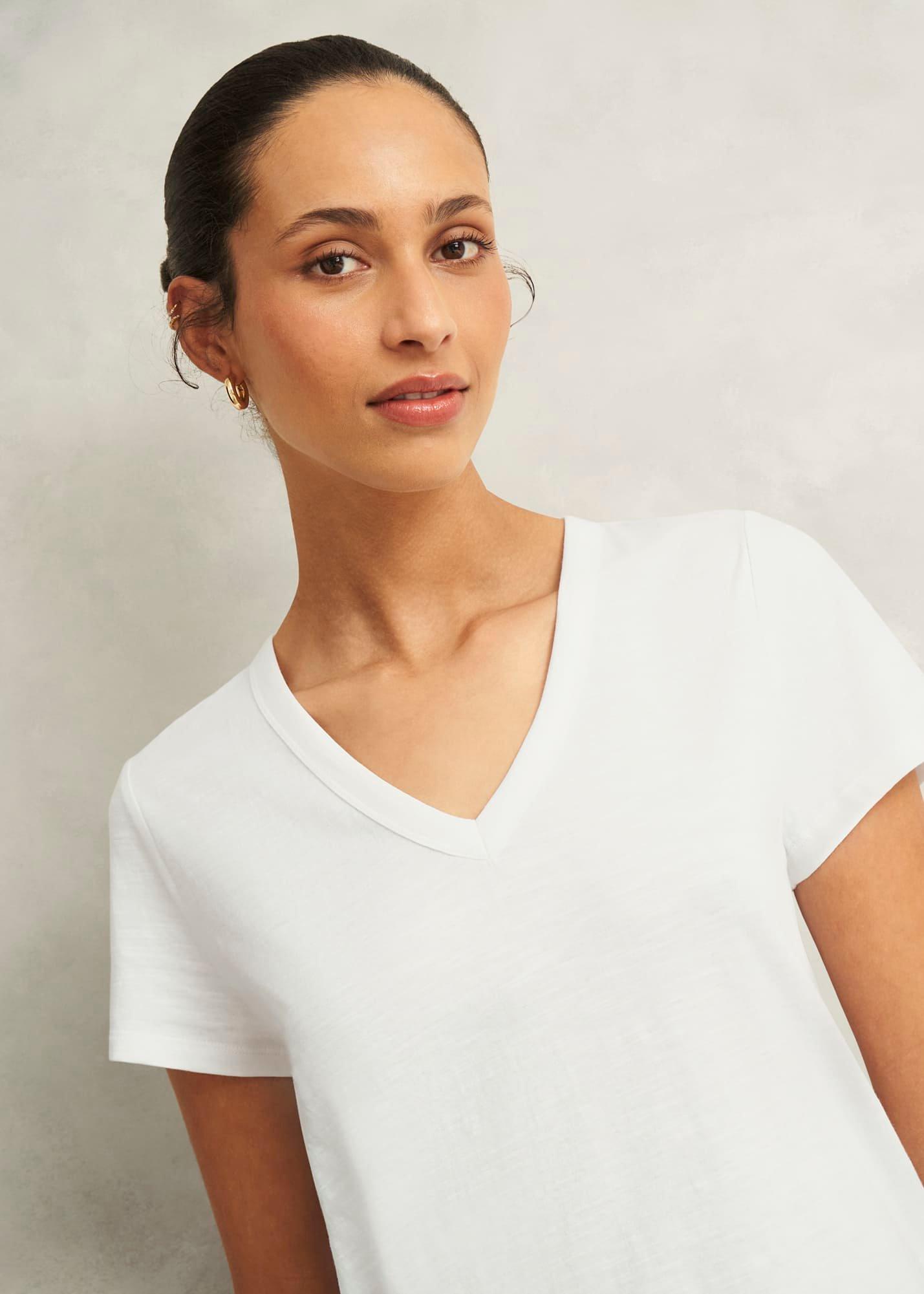 Arianna Cotton Slub T-Shirt, White, hi-res