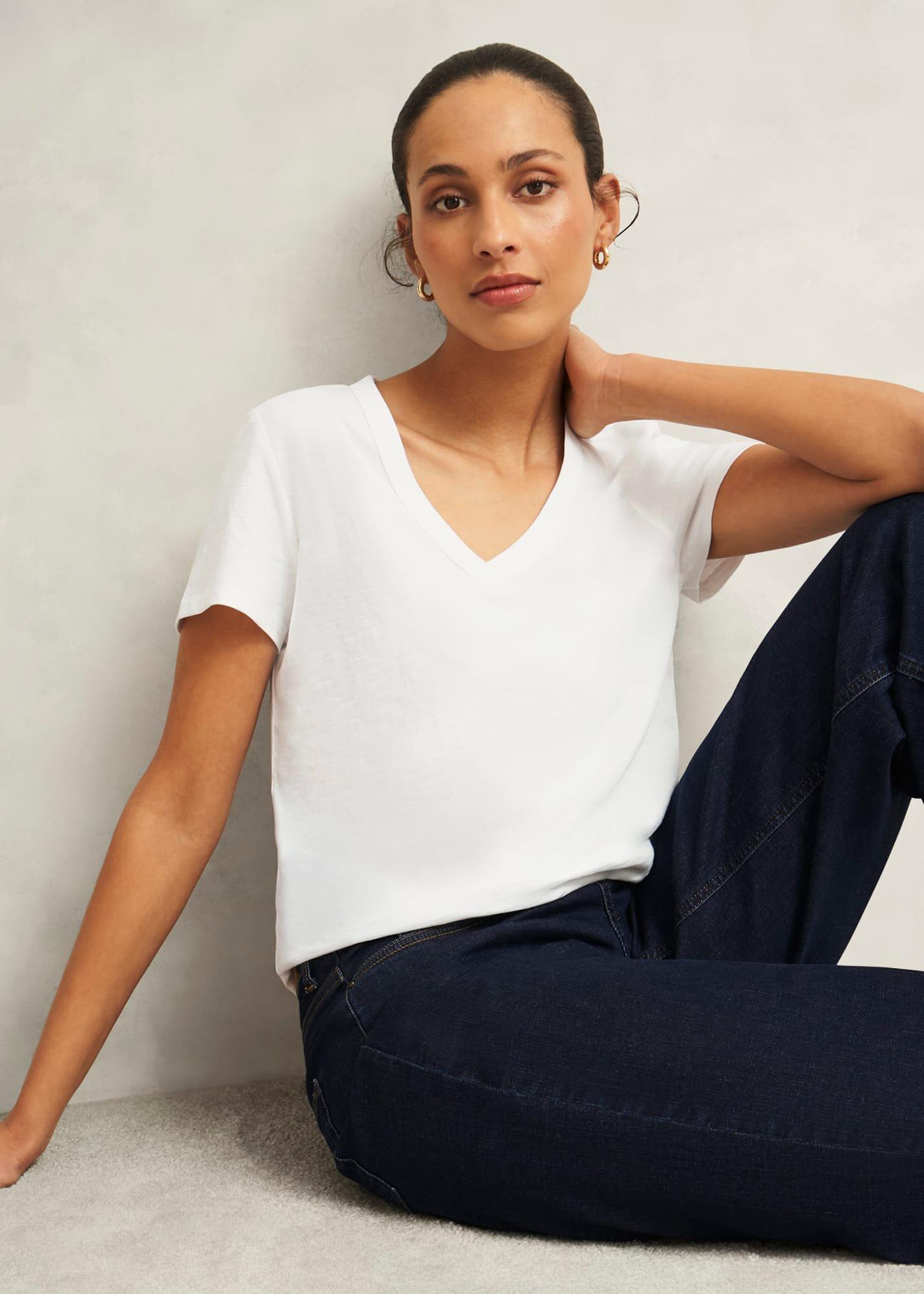 Arianna Cotton Slub T-Shirt, White, hi-res