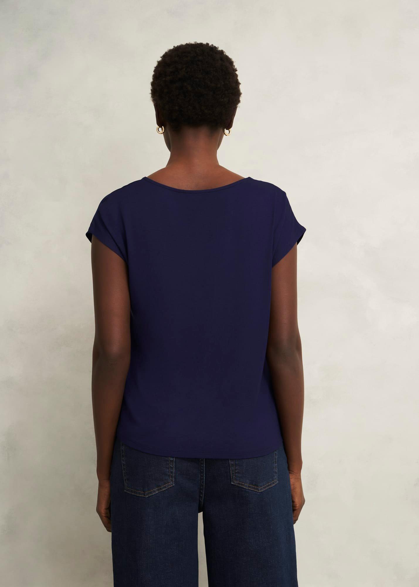 Sylvie Satin Front Top, True Navy, hi-res