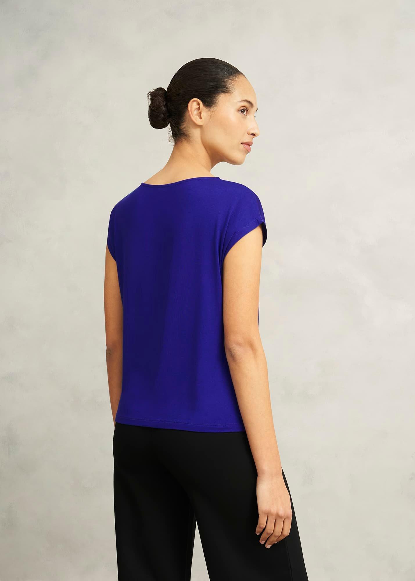 Nita Satin Front Top , Cobalt Blue, hi-res