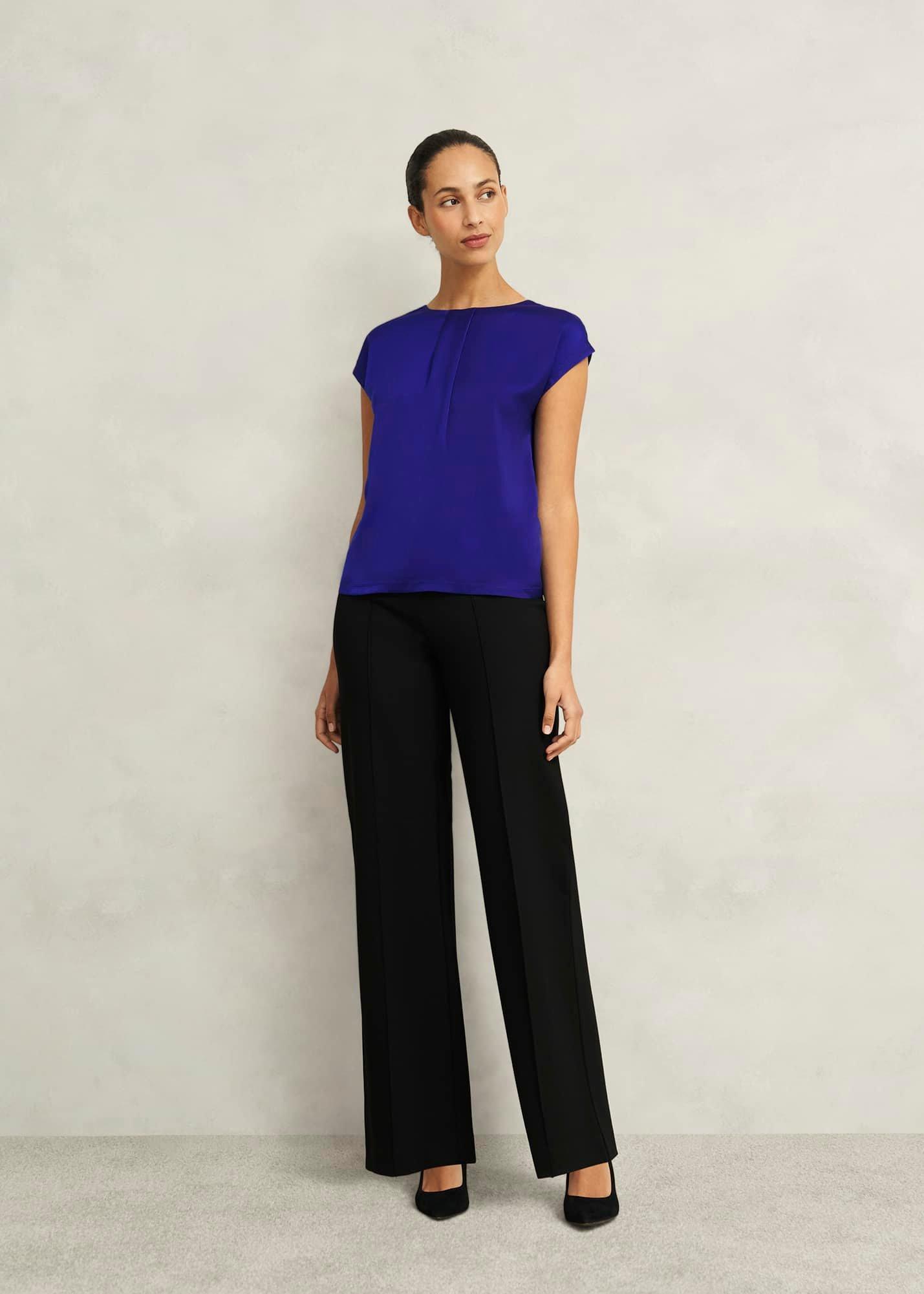 Nita Satin Front Top , Cobalt Blue, hi-res