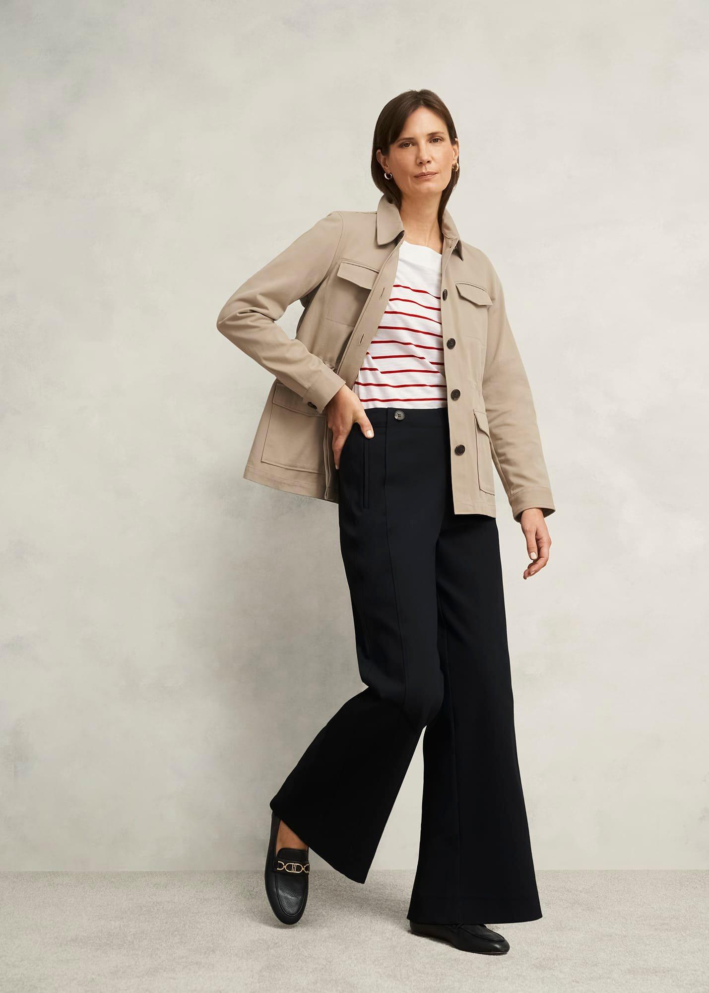 Alycia Cotton Slub Stripe T-Shirt, White Red, hi-res