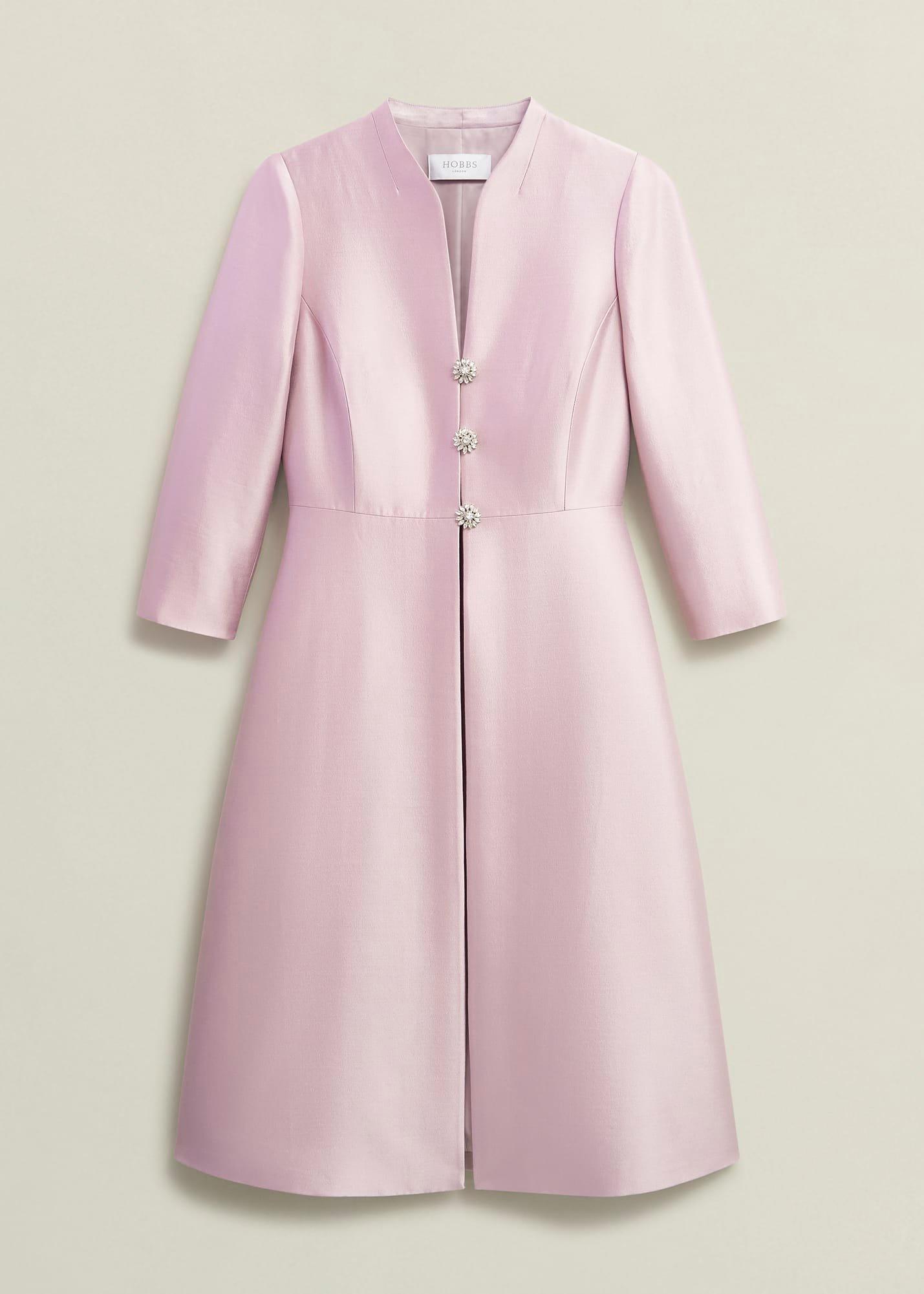 Rhea Wool Silk Coat, Soft Petal Pink, hi-res