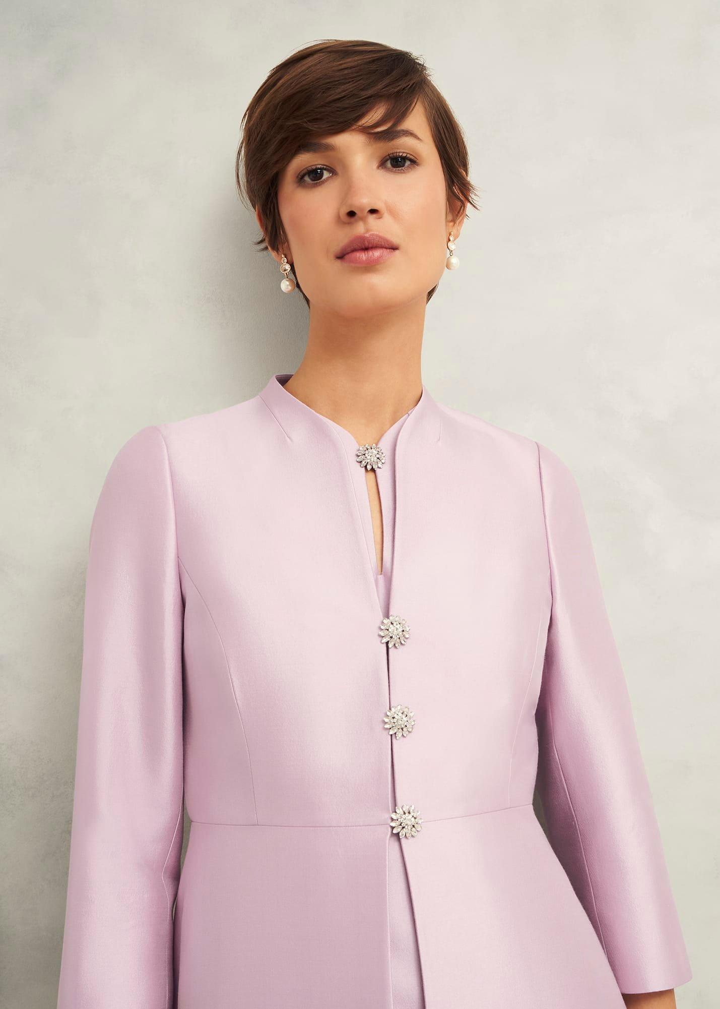 Rhea Wool Silk Coat, Soft Petal Pink, hi-res