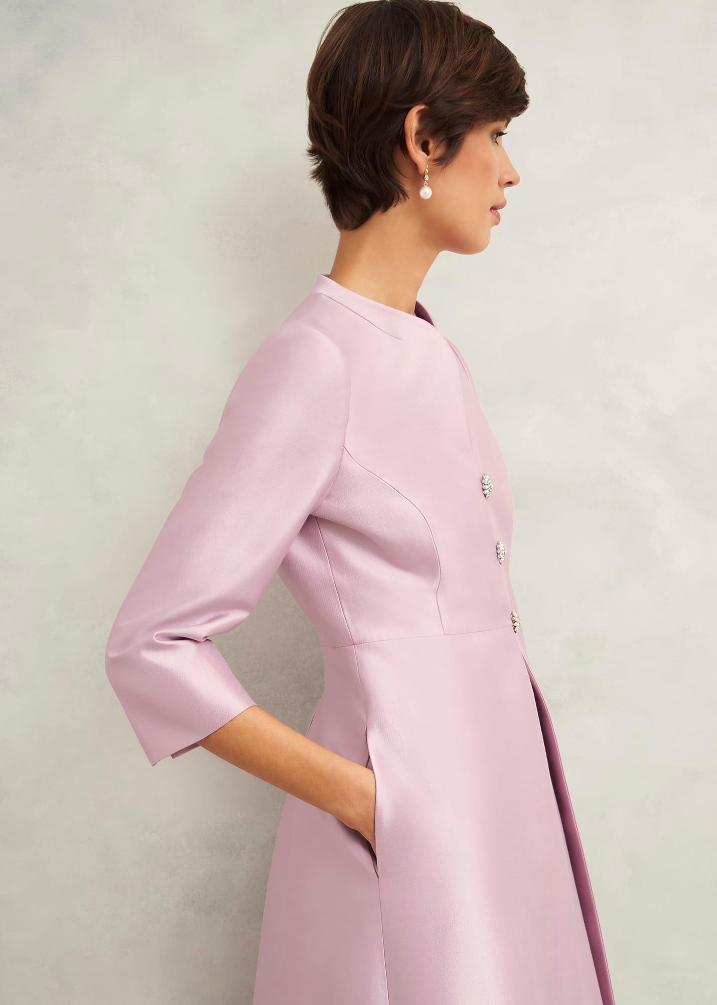 Rhea Wool Silk Coat, Soft Petal Pink, hi-res