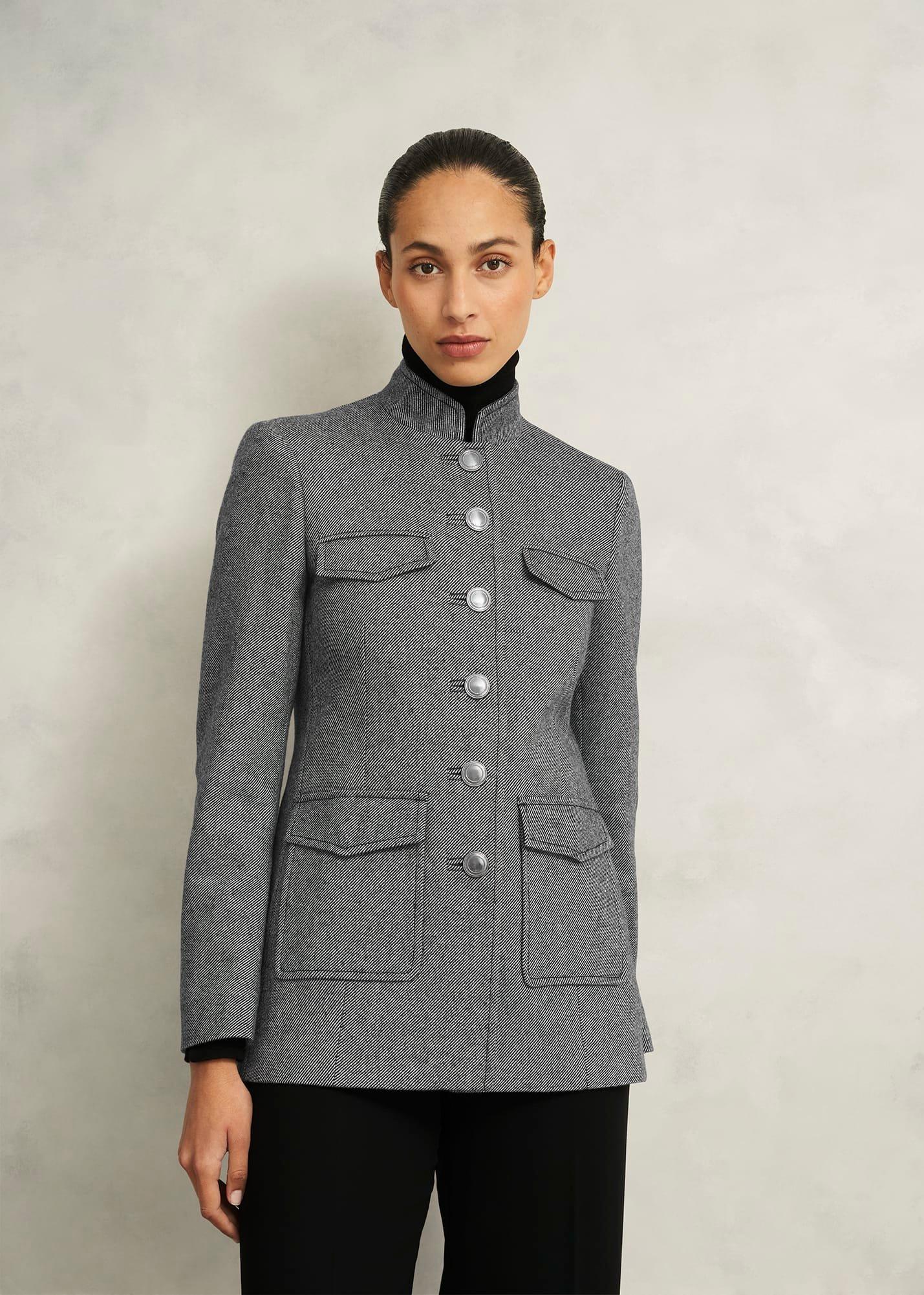 Hetty Wool Blend Coat, Black White, hi-res