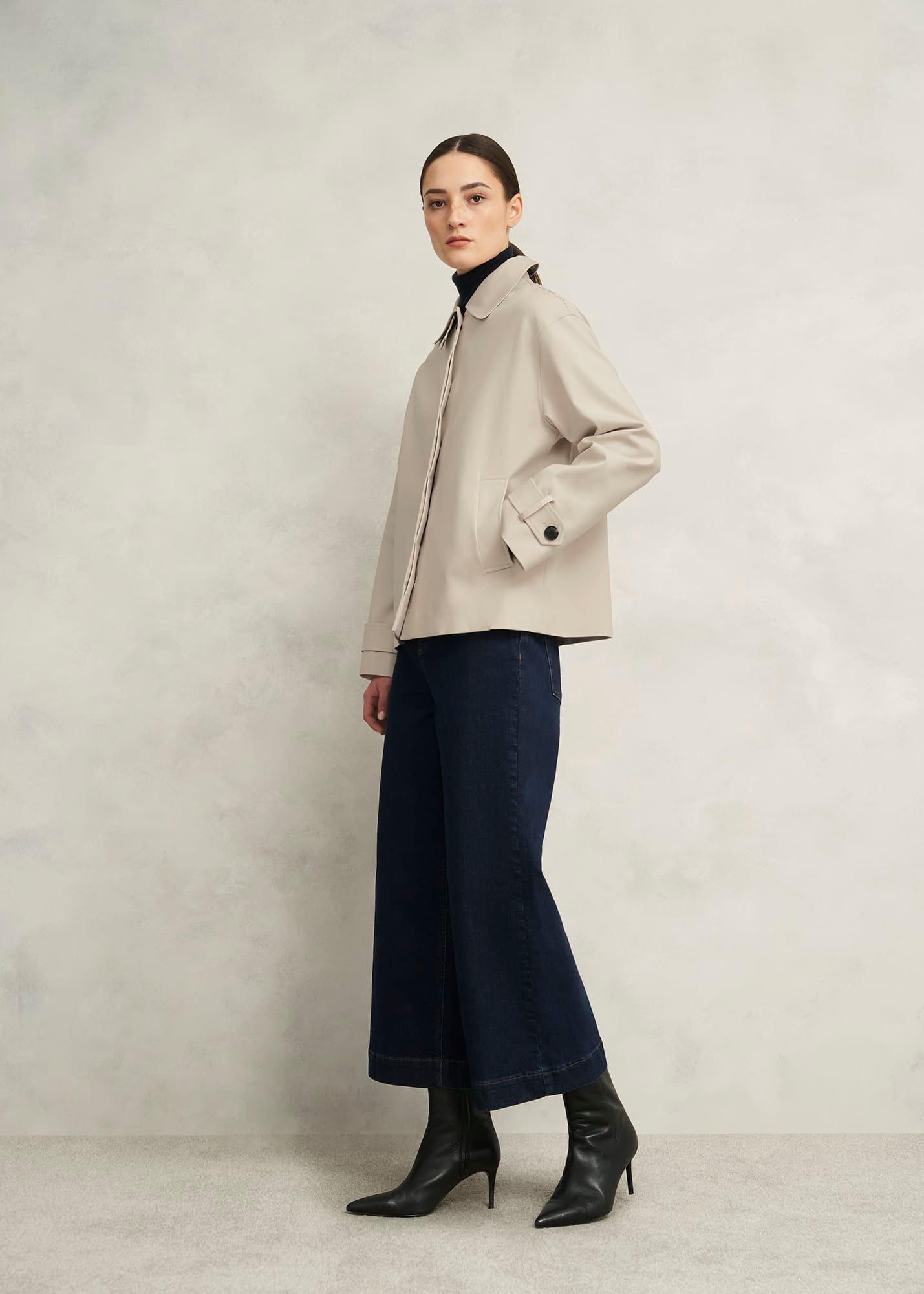 Frida Shower Resistant Short Trench Coat, Buff Grey, hi-res