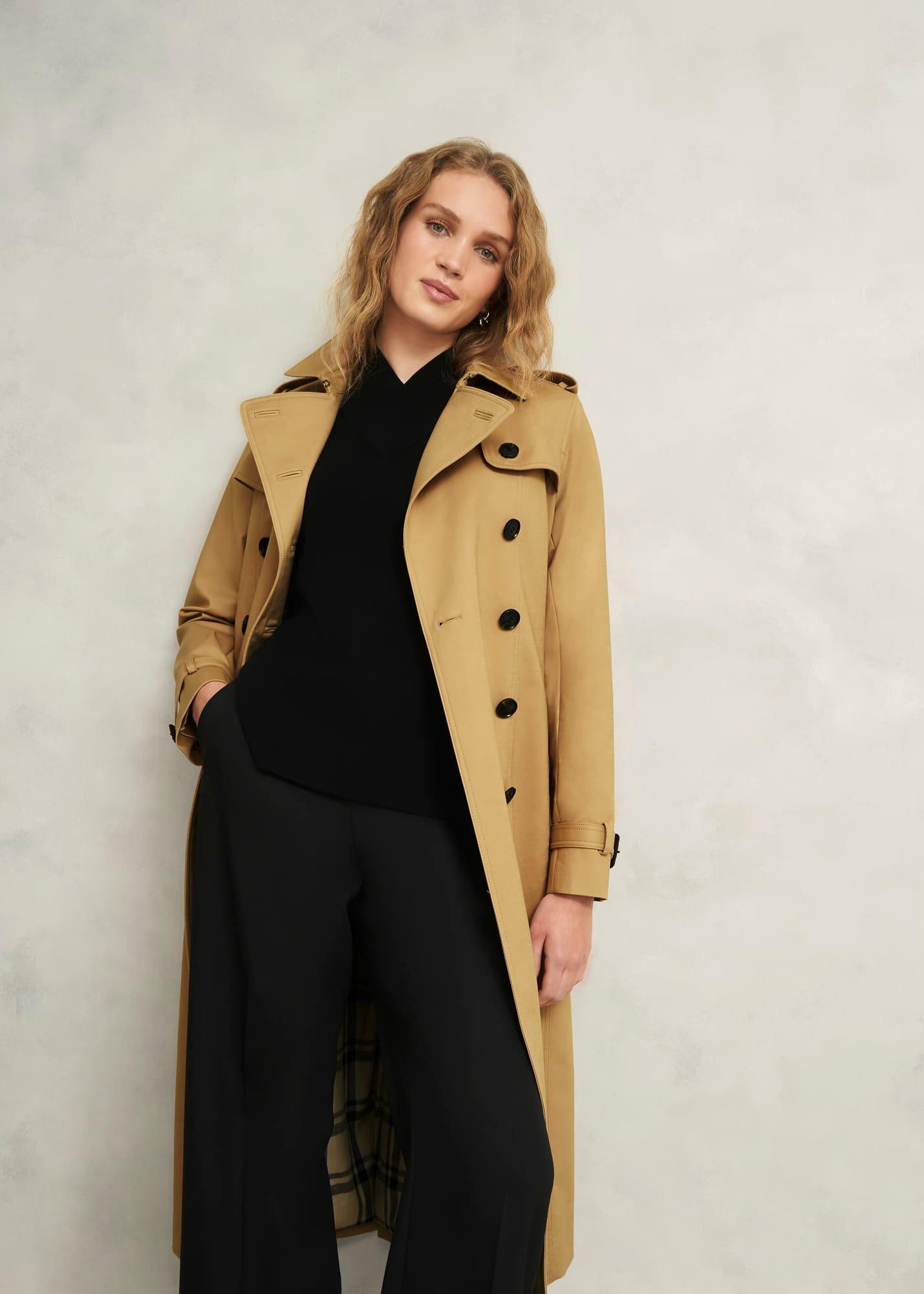 Skylar Shower Resistant Midi Trench, Tan, hi-res