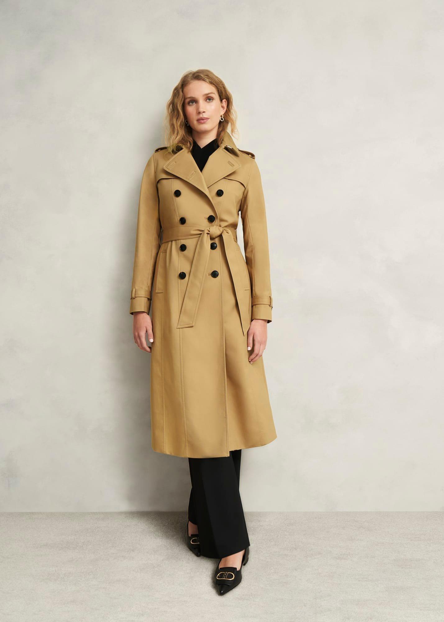 Skylar Shower Resistant Midi Trench, Tan, hi-res