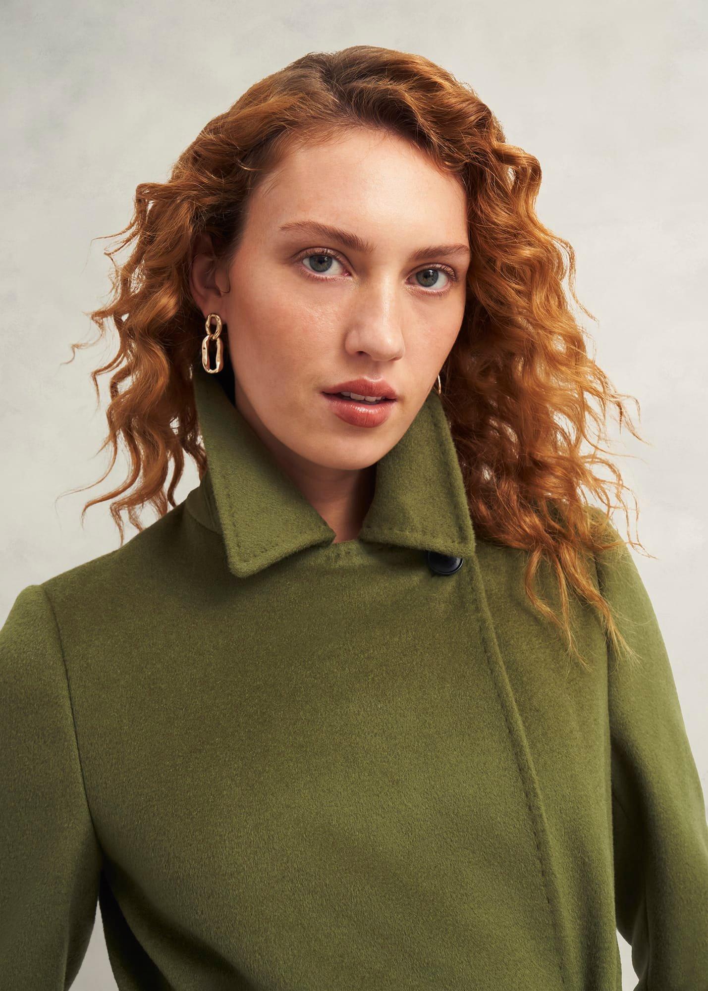 Livia Wool Coat, Kelp Green, hi-res