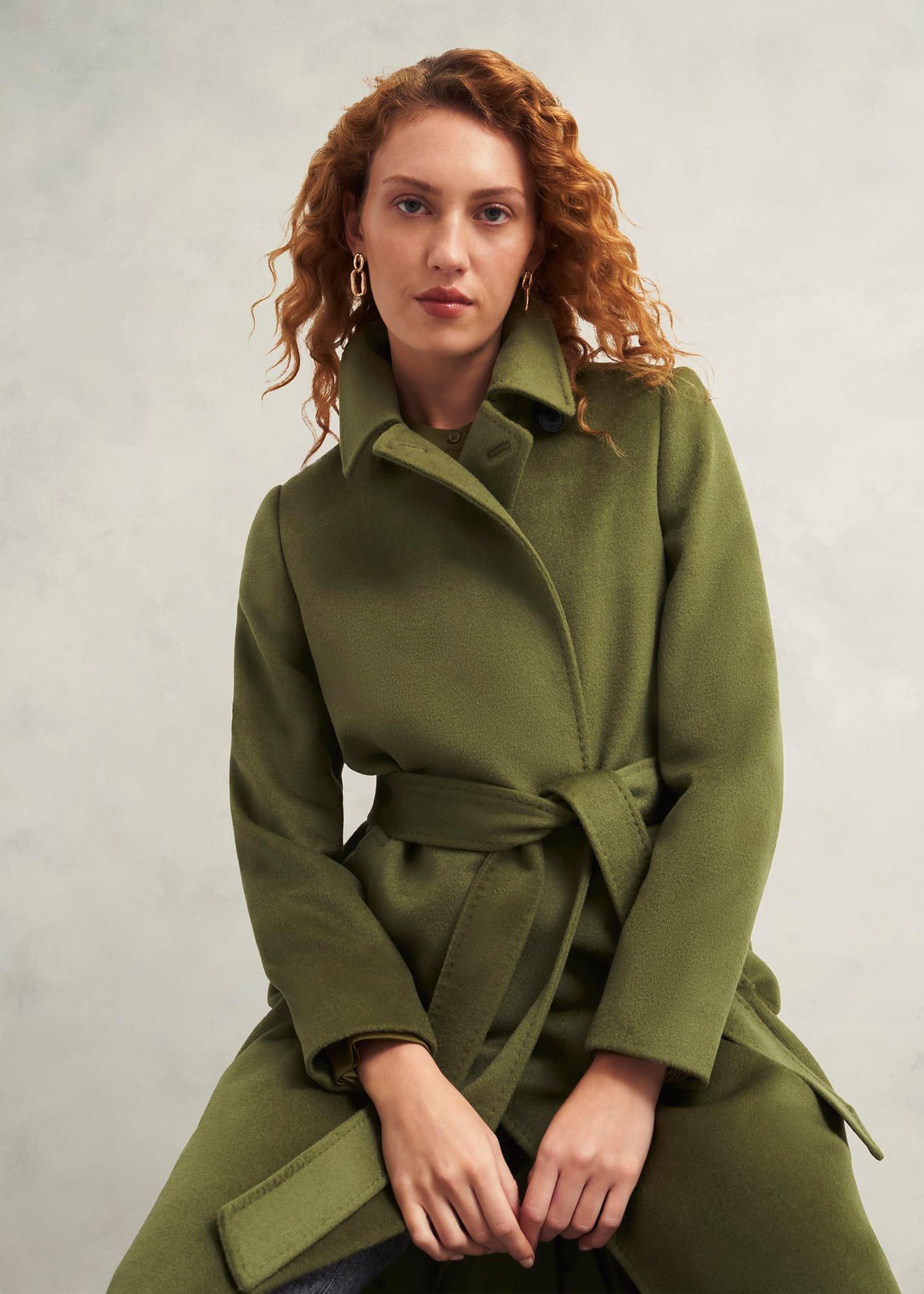 Livia Wool Coat, Kelp Green, hi-res