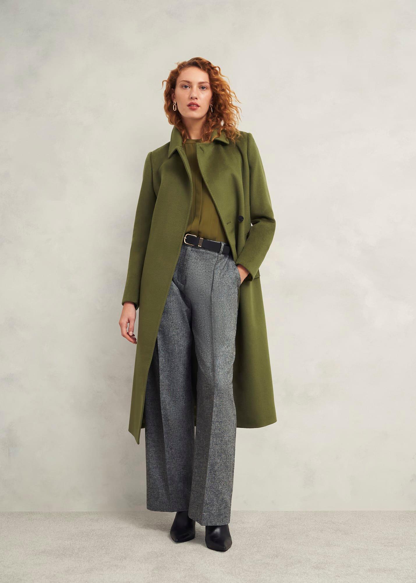 Livia Wool Coat, Kelp Green, hi-res
