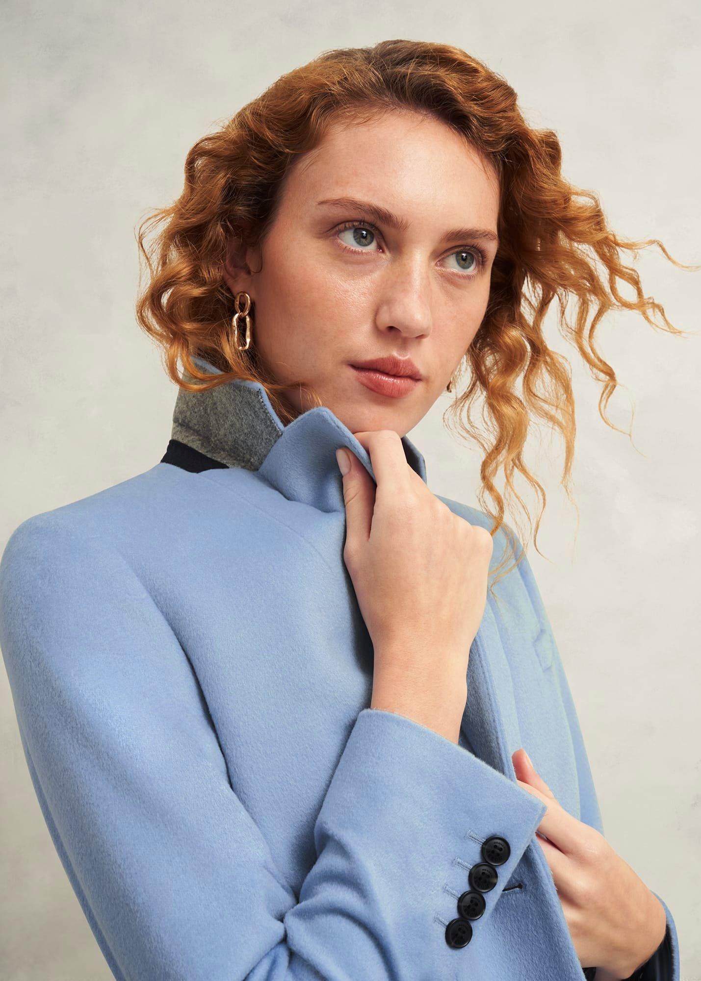 Cavendish Wool Coat, Pale Blue, hi-res
