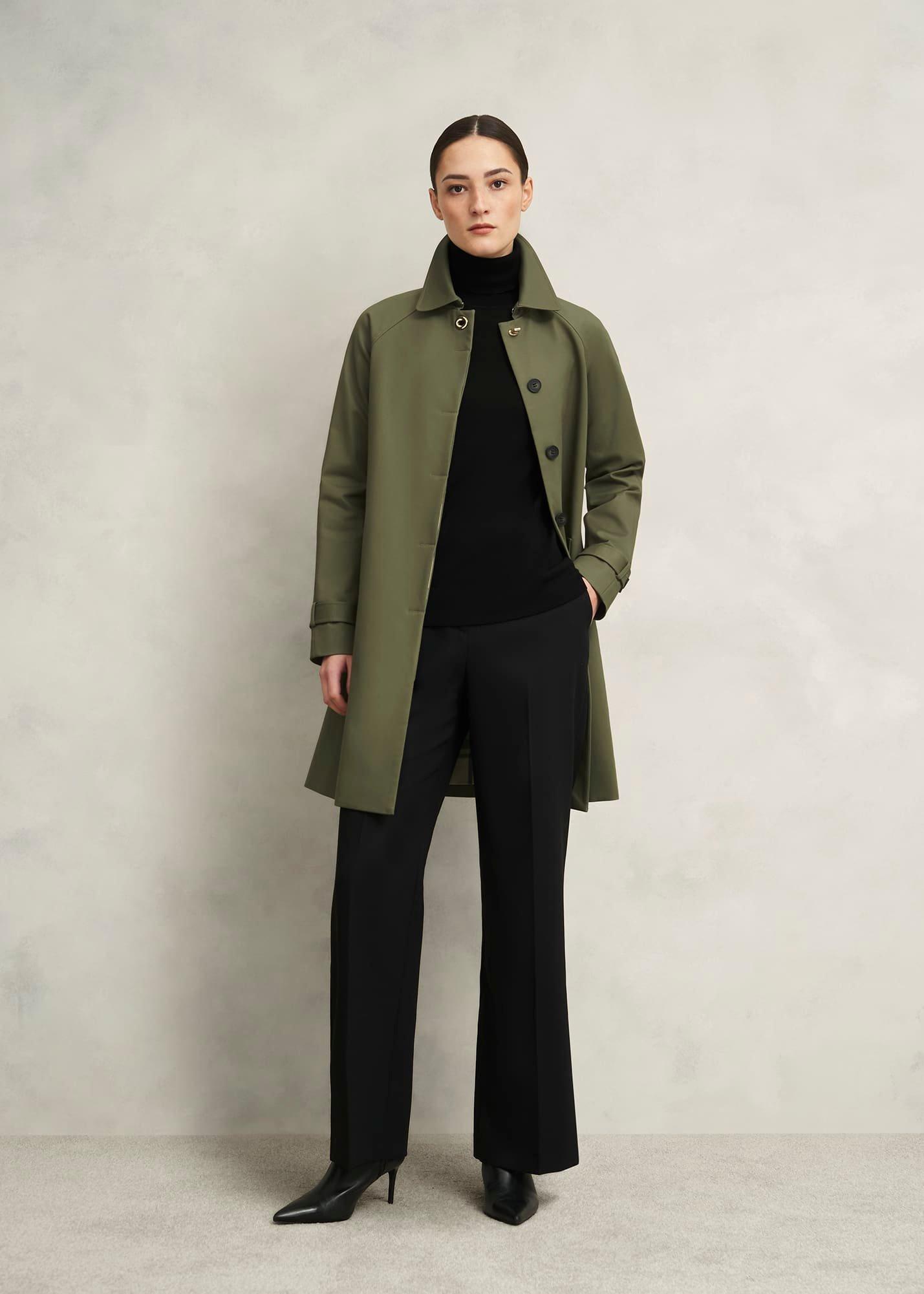 Vivienne Shower Resistant Trench Coat, Olive Green, hi-res