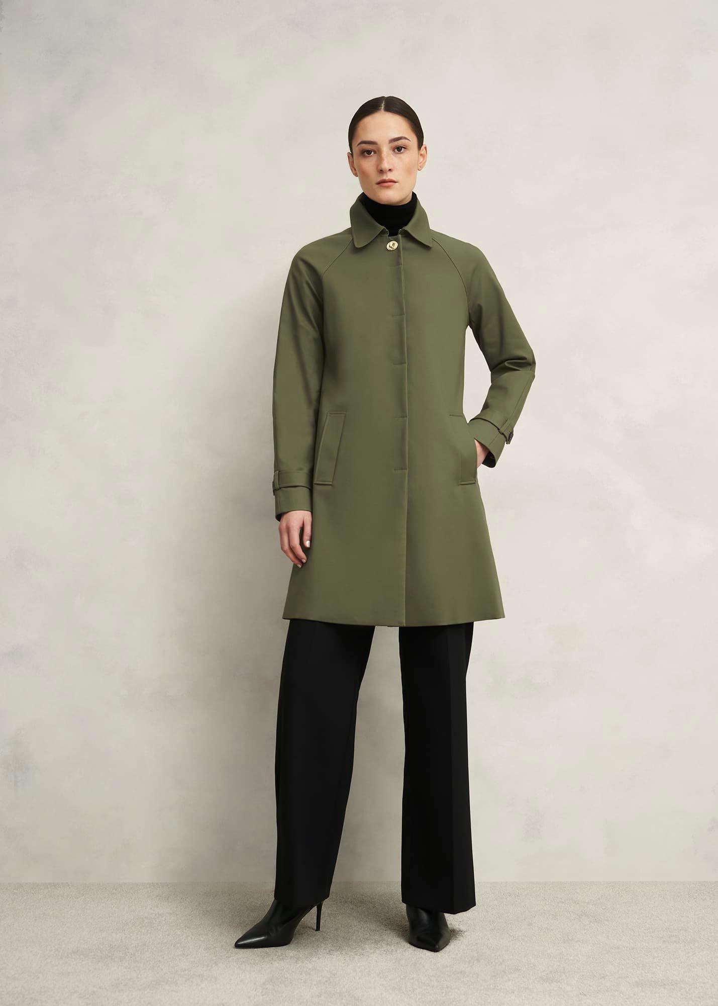 Vivienne Shower Resistant Trench Coat, Olive Green, hi-res