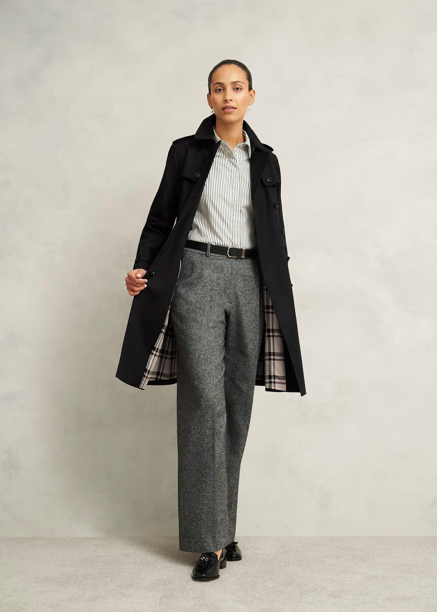 Skylar Shower Resistant Trench Coat, Black, hi-res